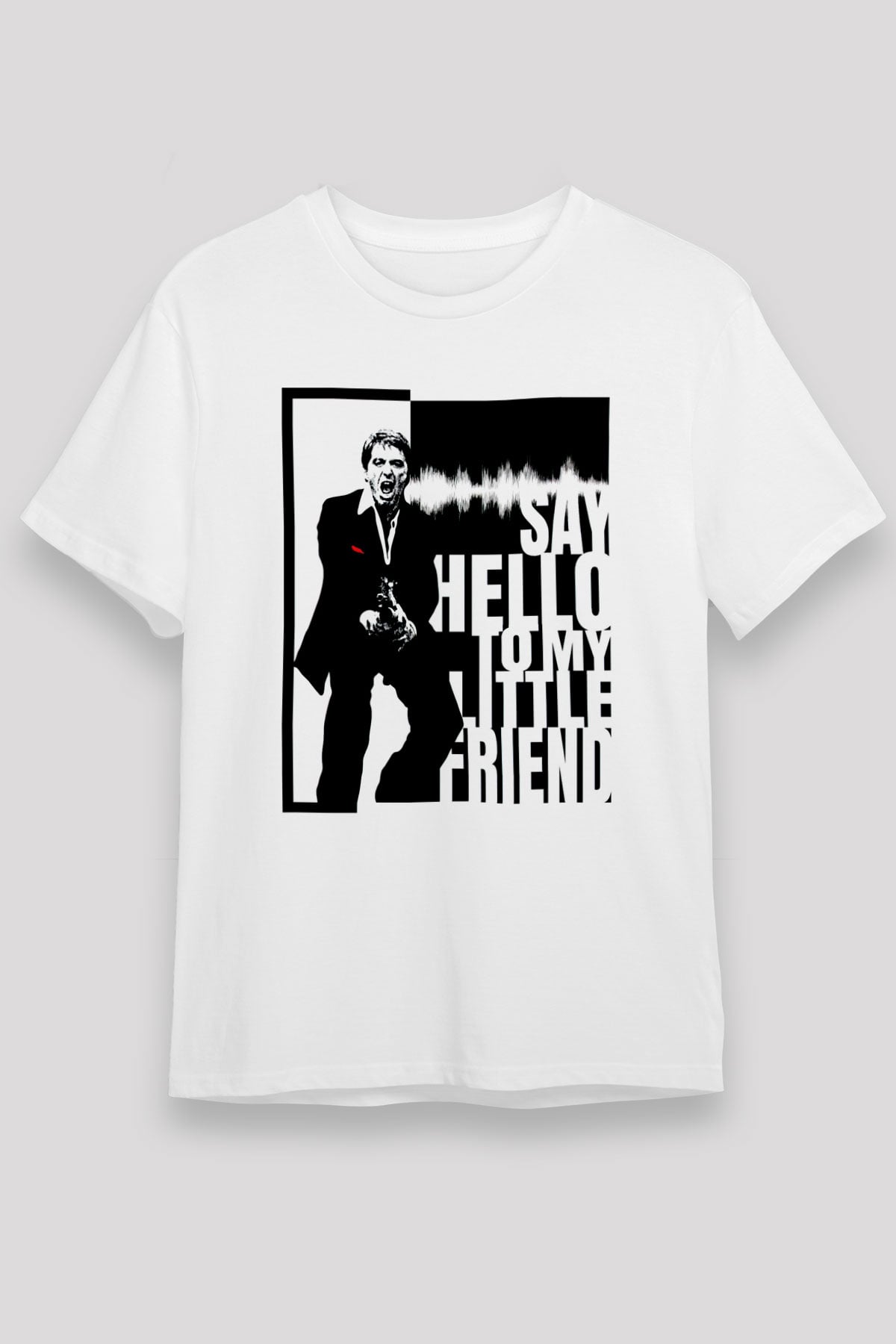Alpacino Say Hello To My Little Friend Beyaz Unisex Tişört T-Shirt - TişörtFabrikası