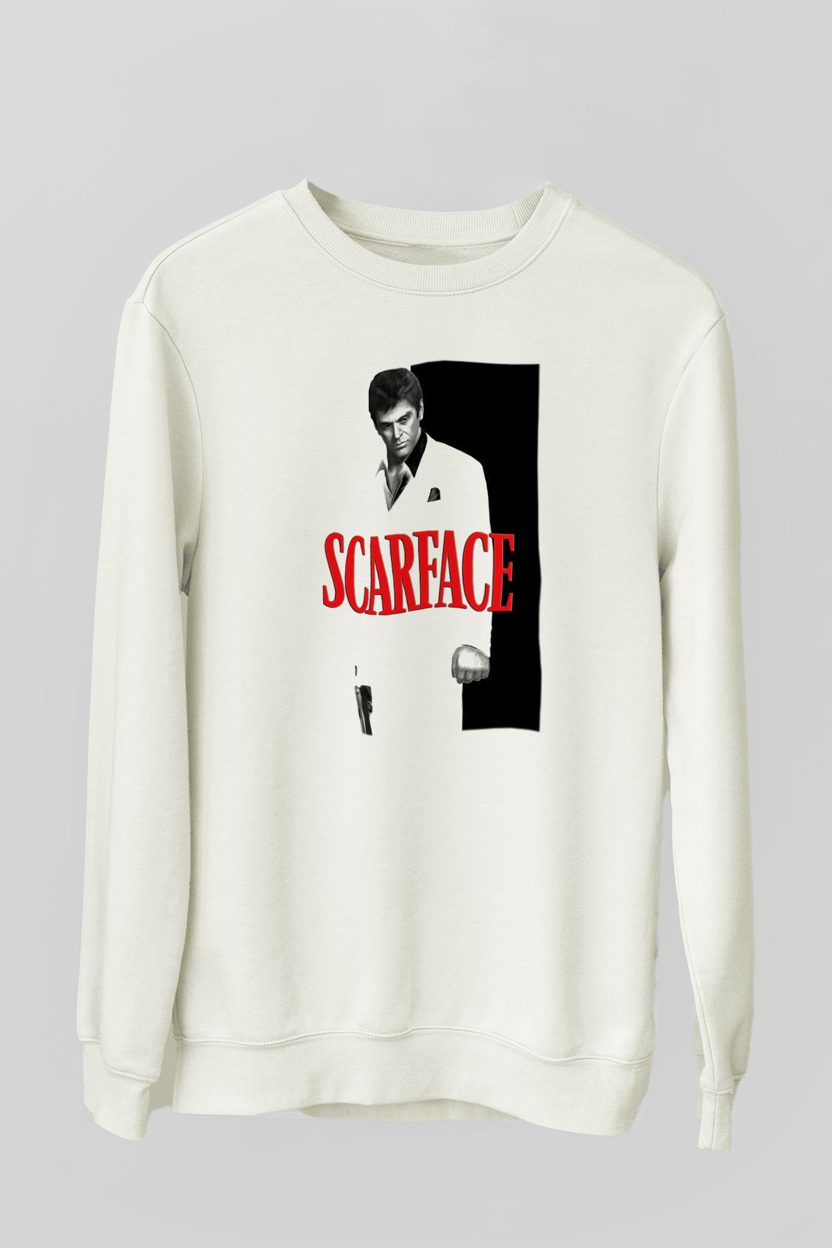 Alpacino Scarface Beyaz Unisex Sweatshirt
