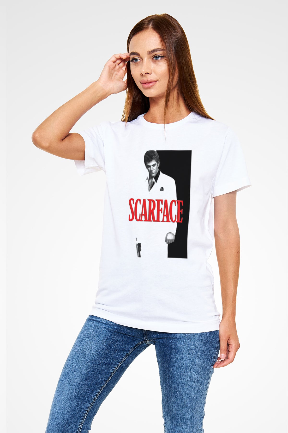 Alpacino Scarface Beyaz Unisex Tişört T-Shirt - TişörtFabrikası