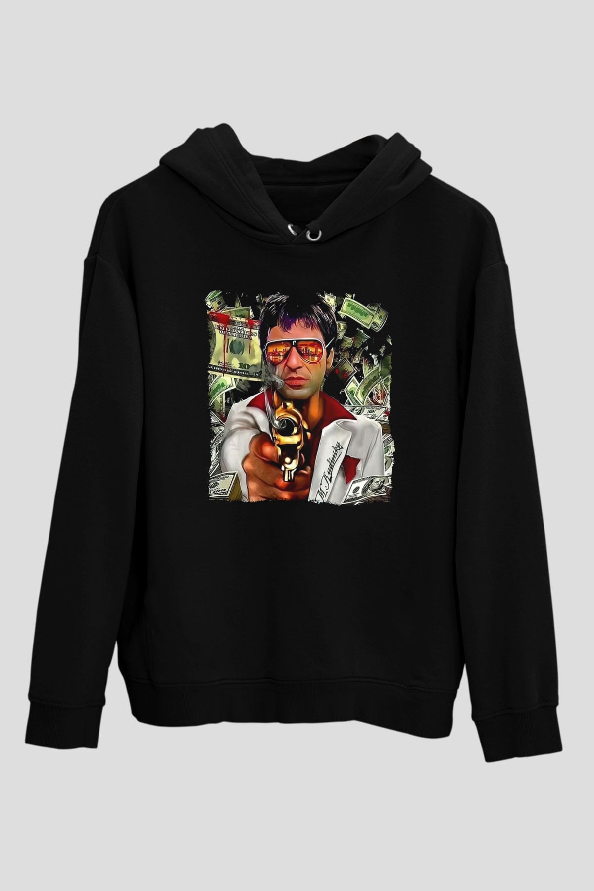 Alpacino Siyah Unisex Kapüşonlu Sweatshirt