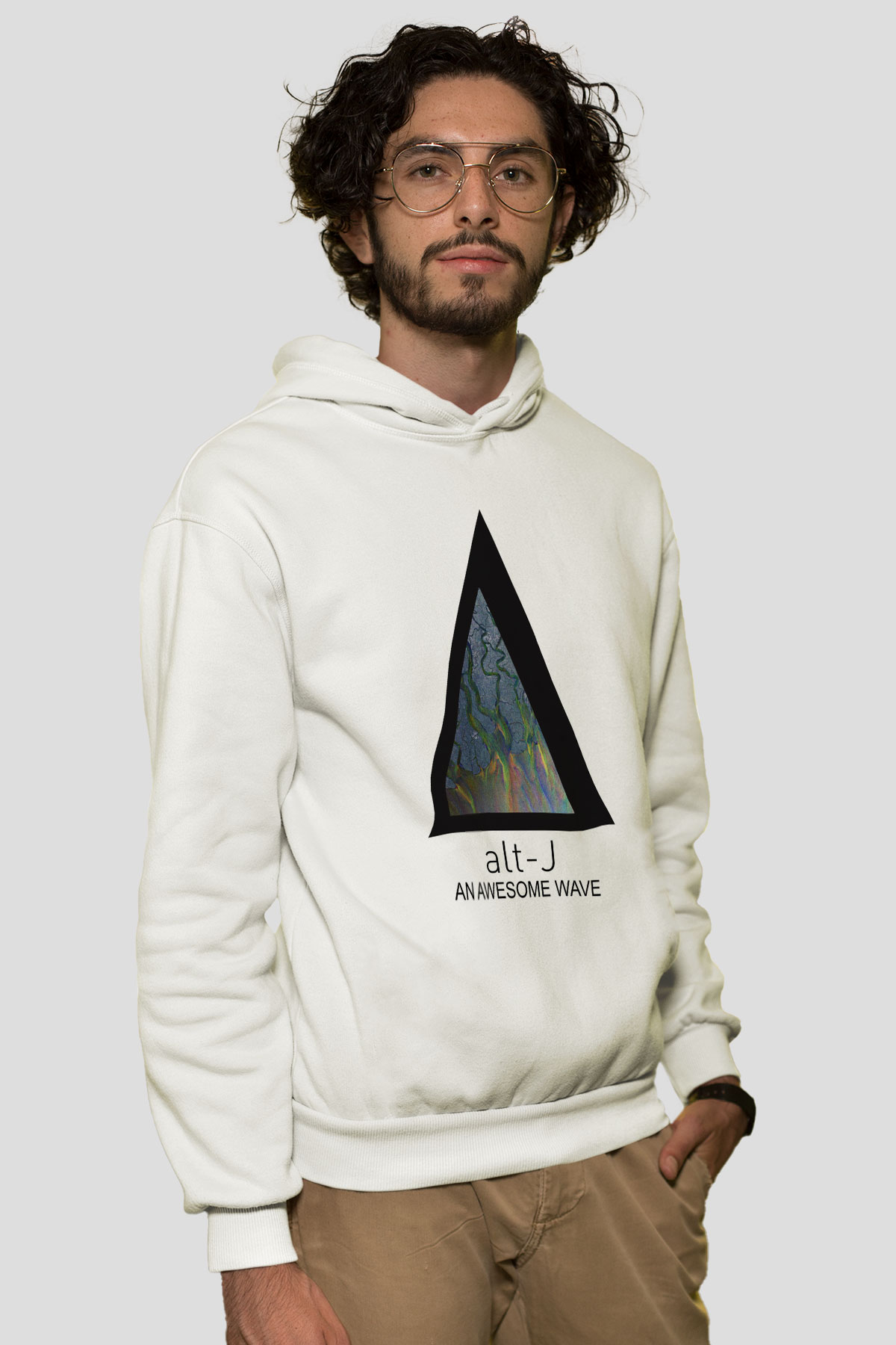 Alt-J Beyaz Unisex Kapşonlu Sweatshirt
