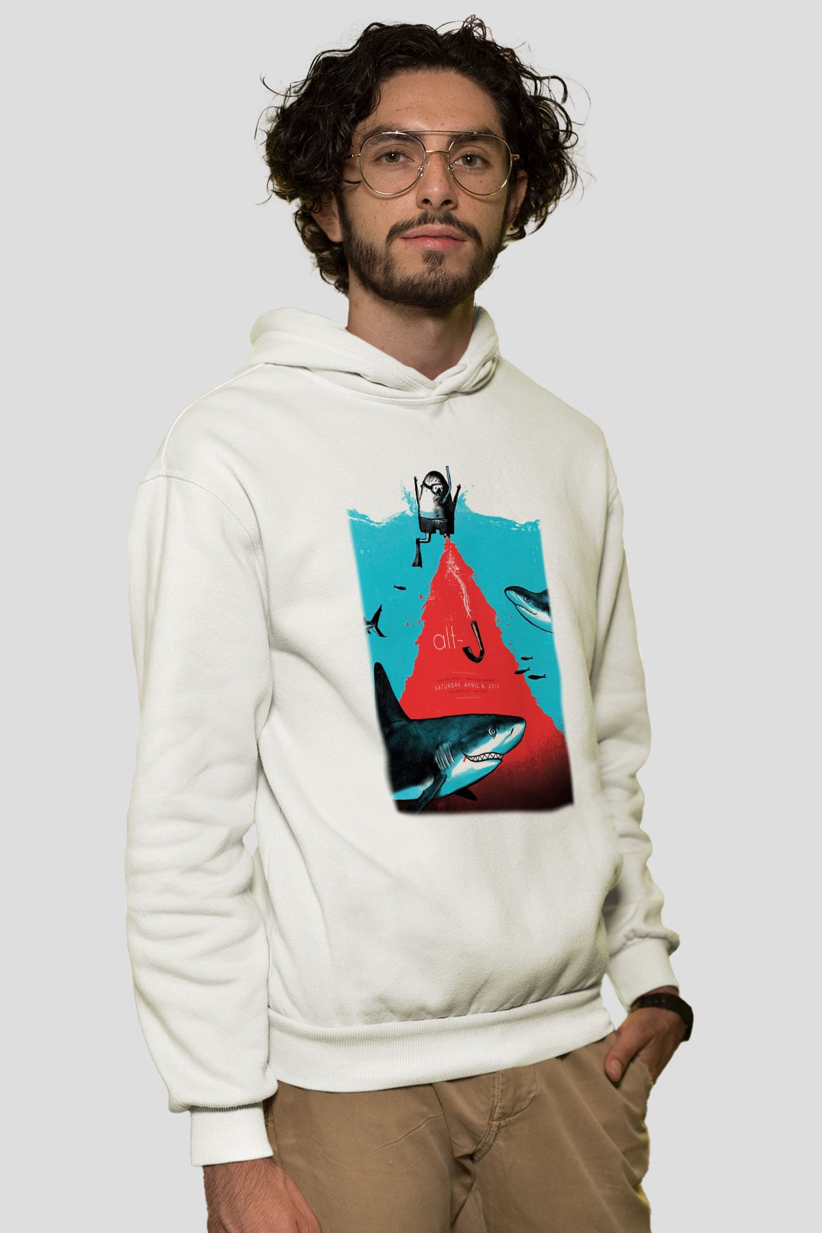 Alt-J Beyaz Unisex Kapşonlu Sweatshirt