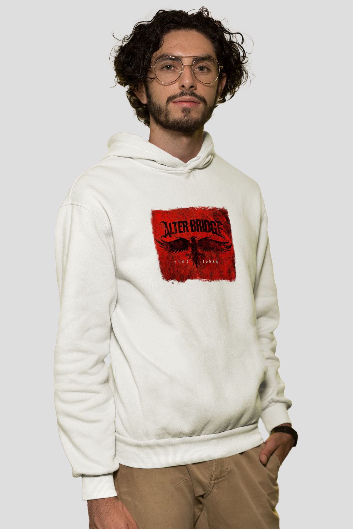 Alter Bridge Baskılı Unisex Beyaz Hoodie