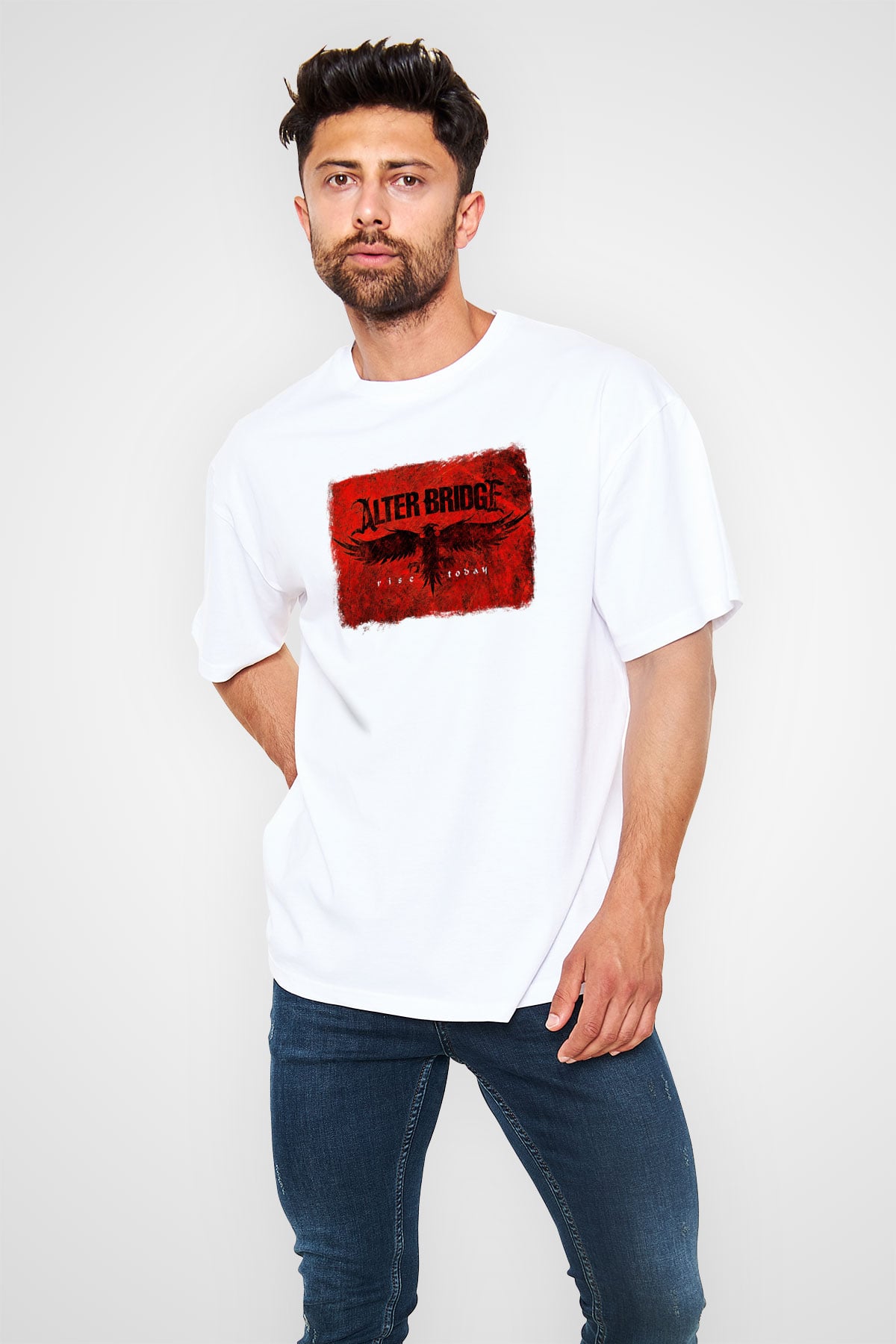 Alter Bridge Baskılı Unisex Beyaz Oversize Tişört