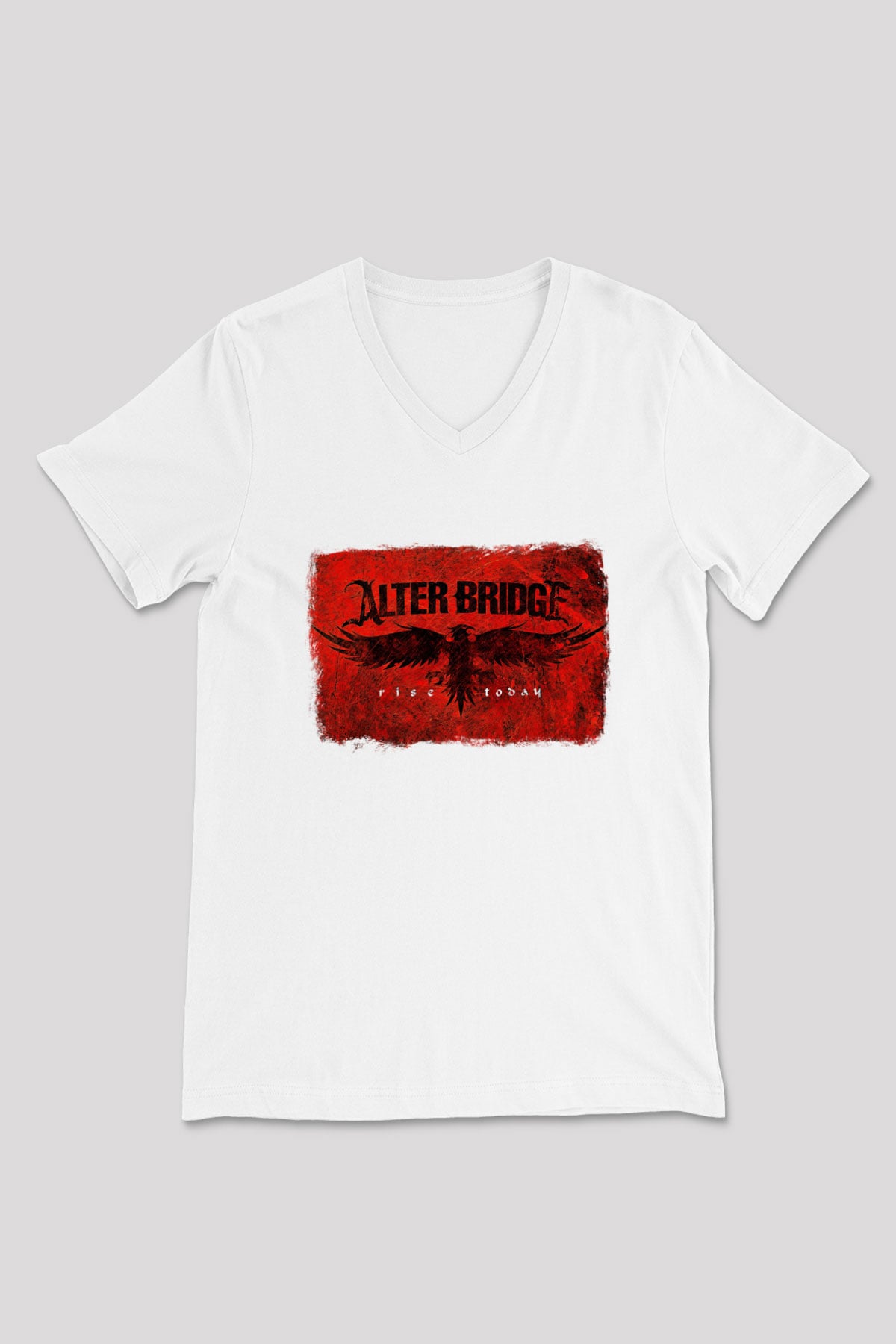 Alter Bridge Baskılı Unisex Beyaz V Yaka Tişört