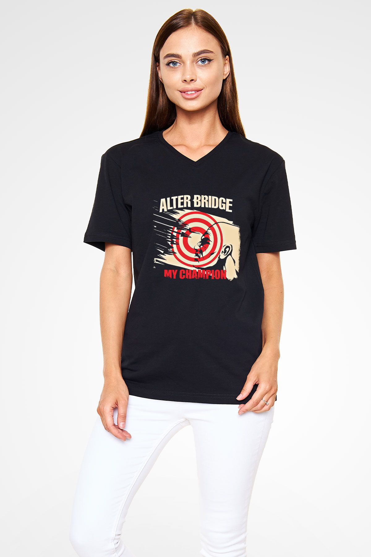 Alter Bridge Baskılı Unisex Siyah V Yaka Tişört