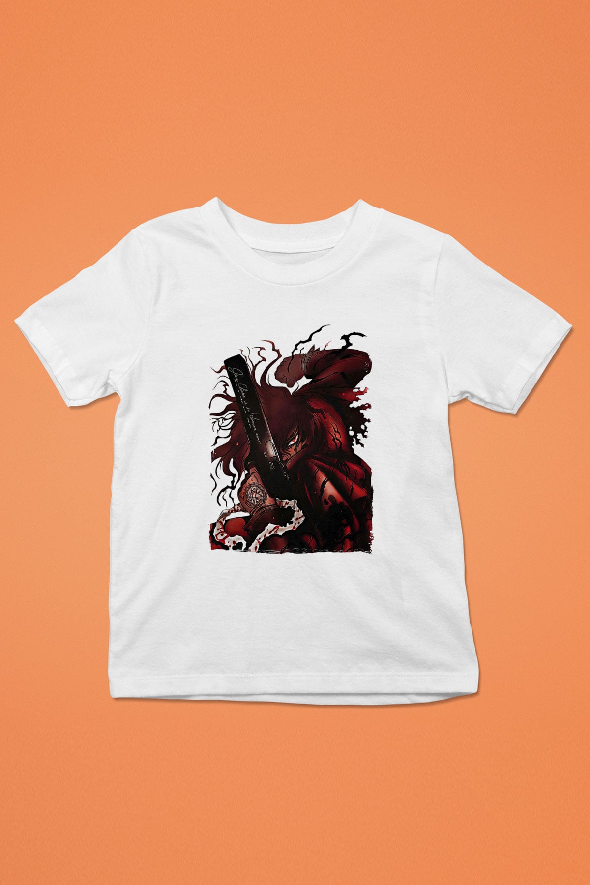 Alucard Baskılı Beyaz Unisex Beyaz Çocuk Tişört - Tshirt