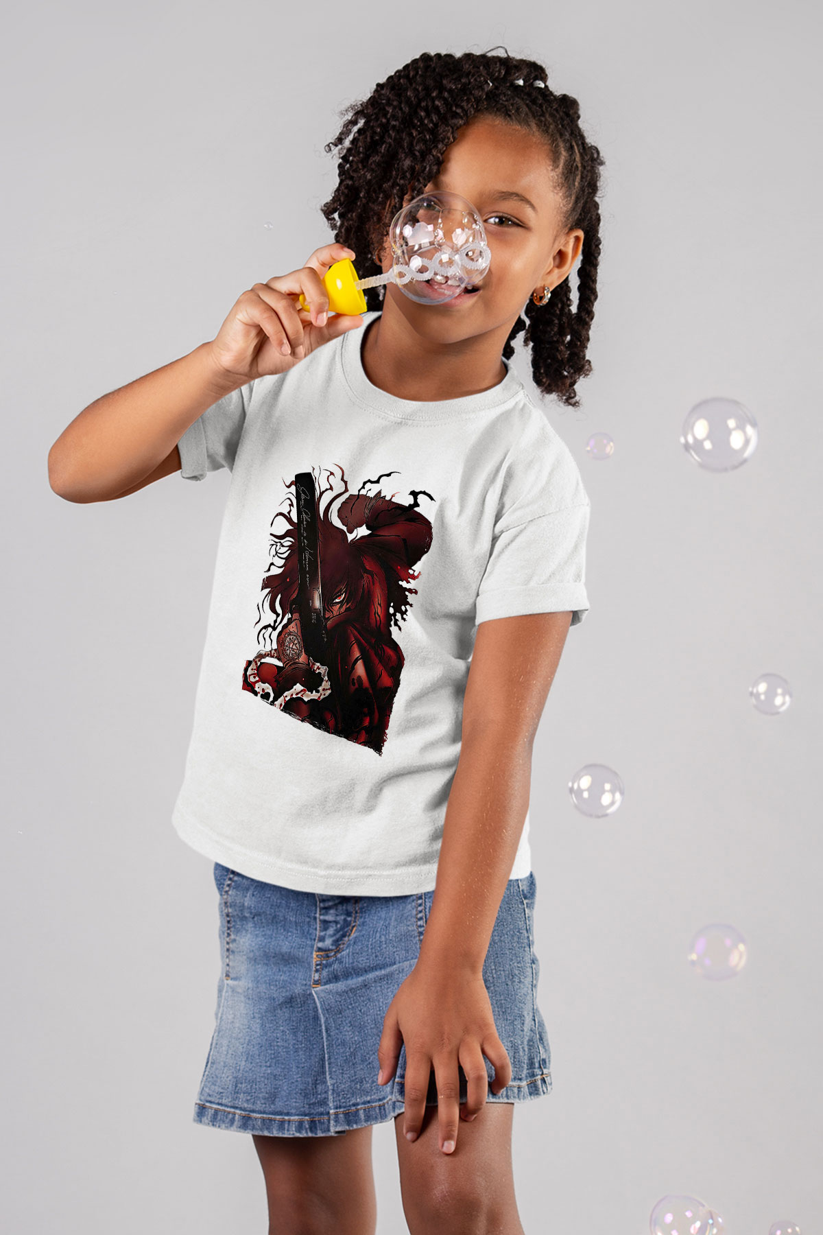 Alucard Baskılı Beyaz Unisex Beyaz Çocuk Tişört - Tshirt