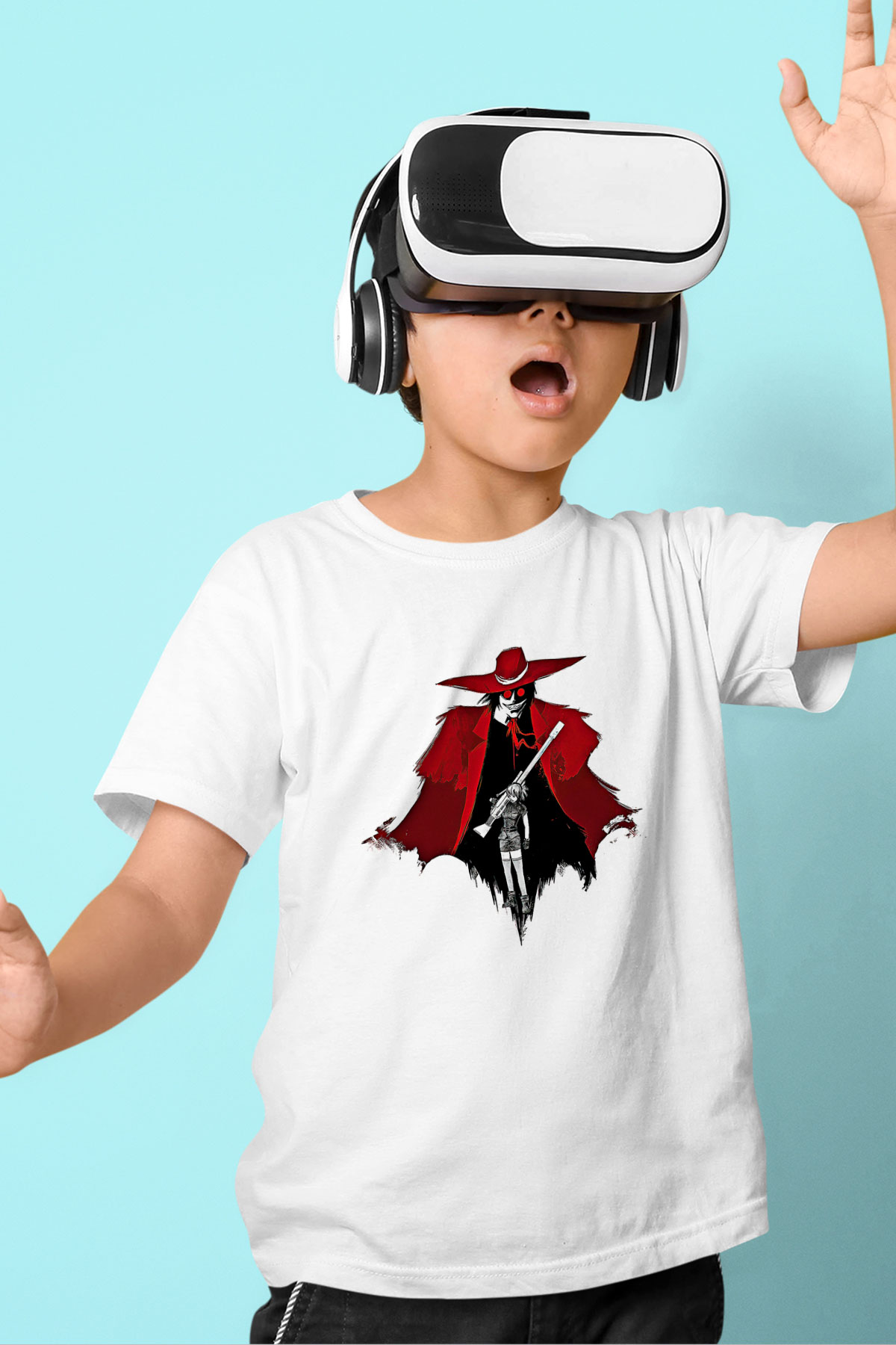 Alucard Baskılı Beyaz Unisex Beyaz Çocuk Tişört - Tshirt