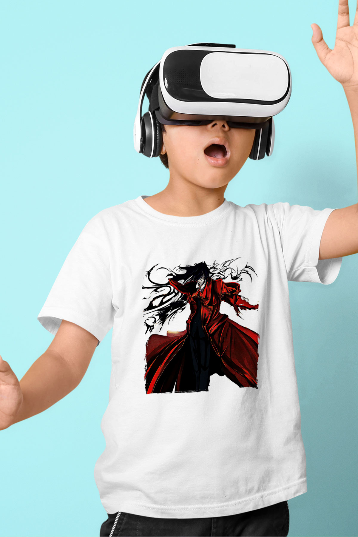 Alucard Baskılı Beyaz Unisex Beyaz Çocuk Tişört - Tshirt