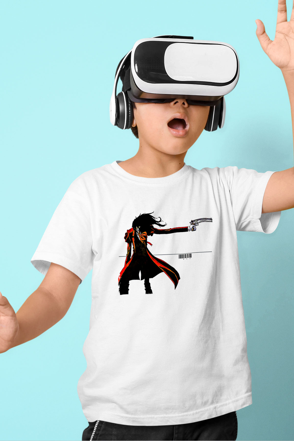 Alucard Baskılı Beyaz Unisex Beyaz Çocuk Tişört - Tshirt