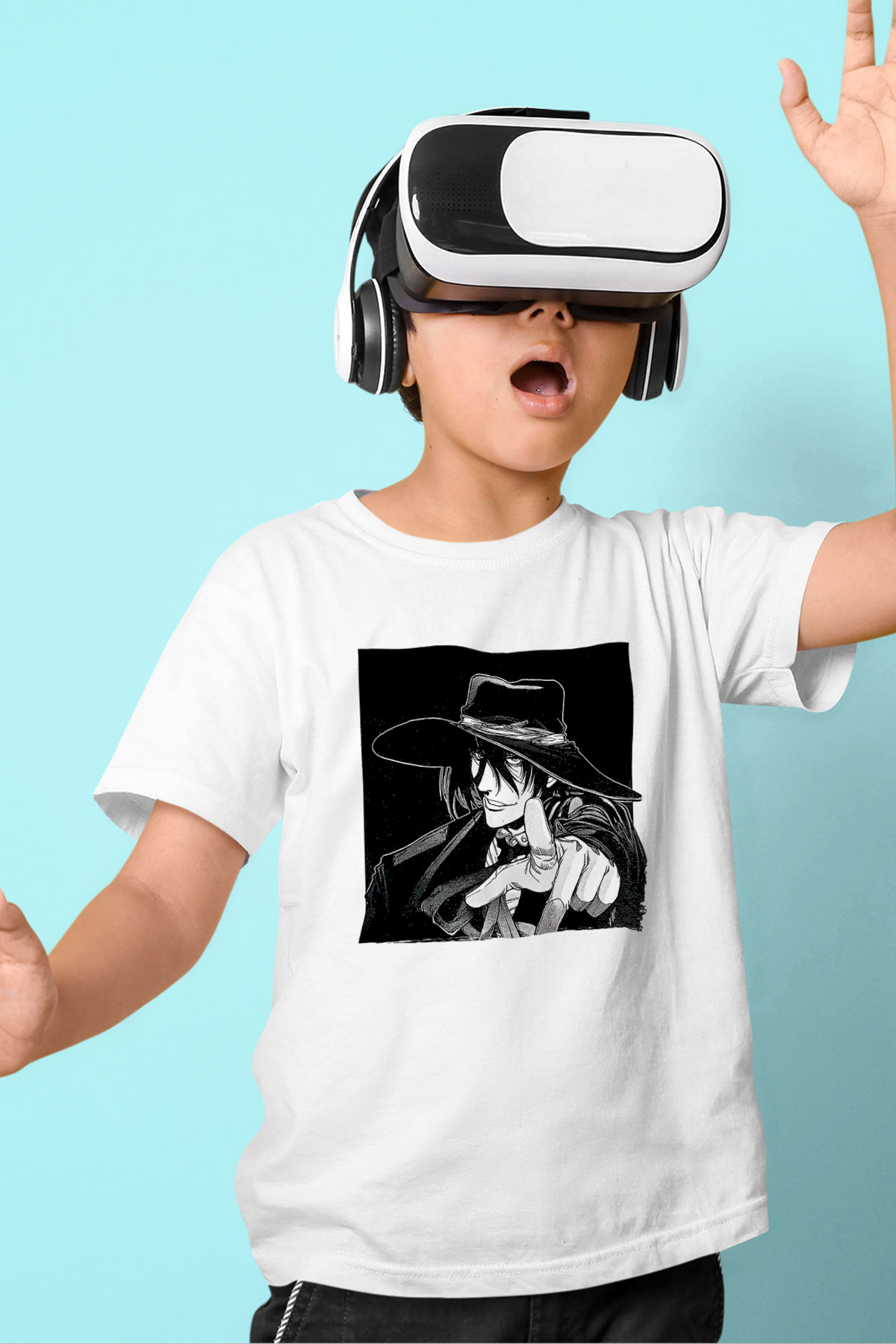 Alucard Baskılı Beyaz Unisex Beyaz Çocuk Tişört - Tshirt