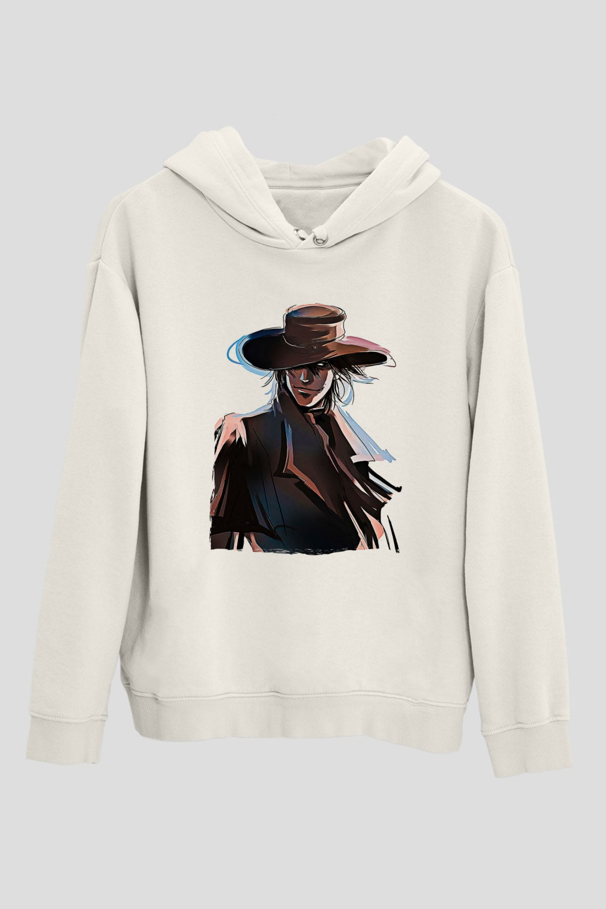 Alucard Baskılı Beyaz Unisex Hoodie