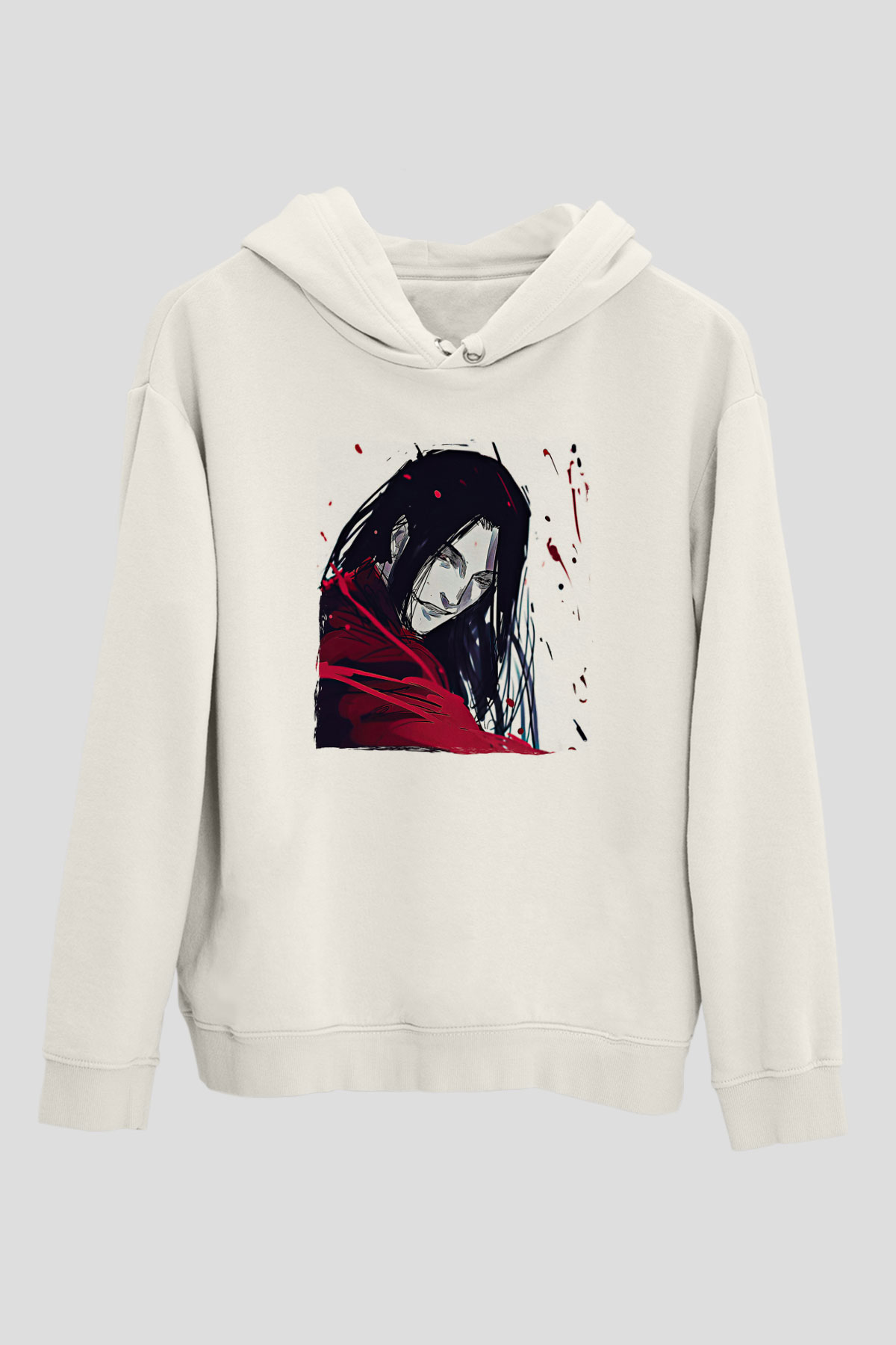 Alucard Baskılı Beyaz Unisex Hoodie