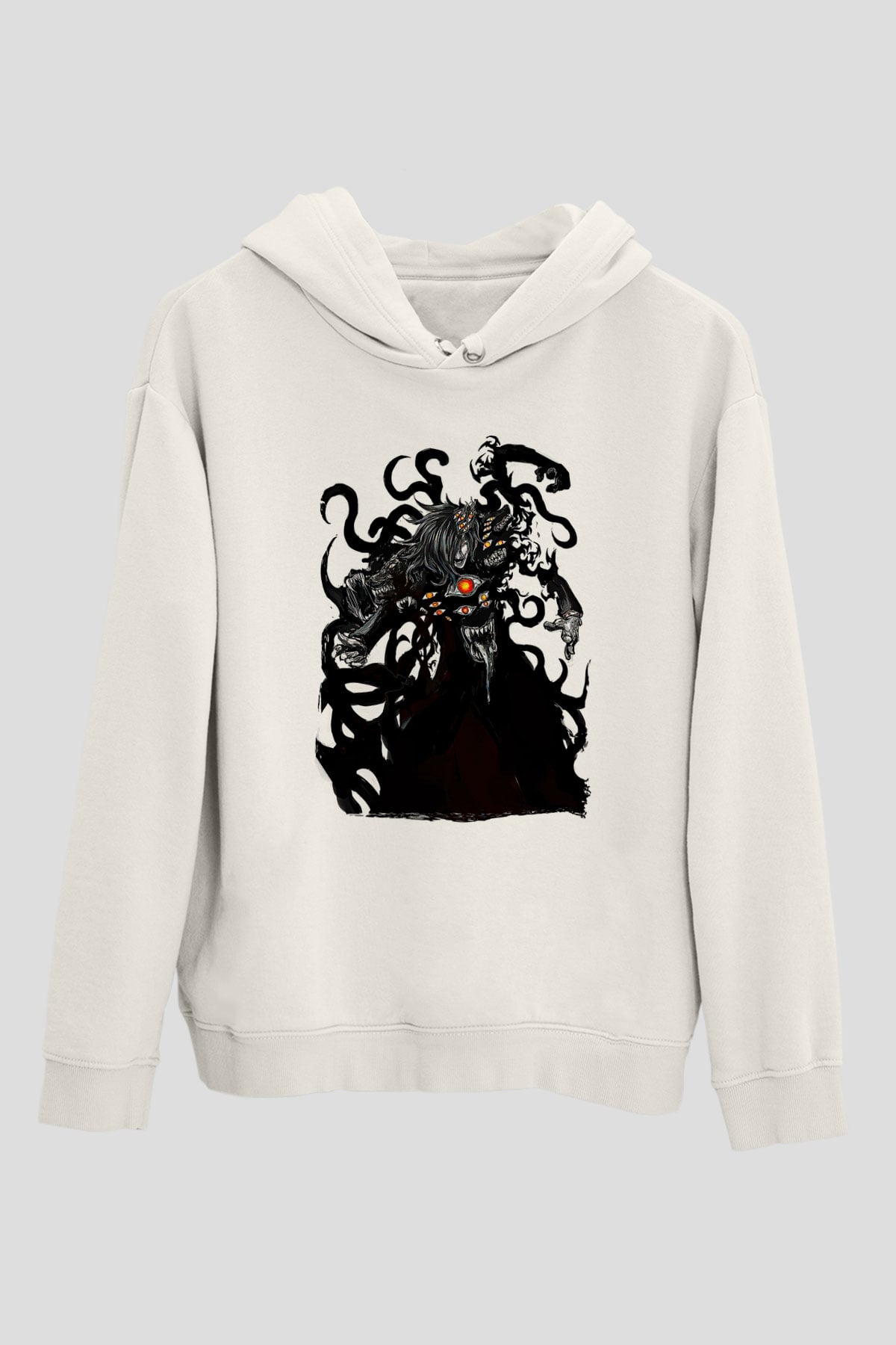 Alucard Baskılı Beyaz Unisex Hoodie
