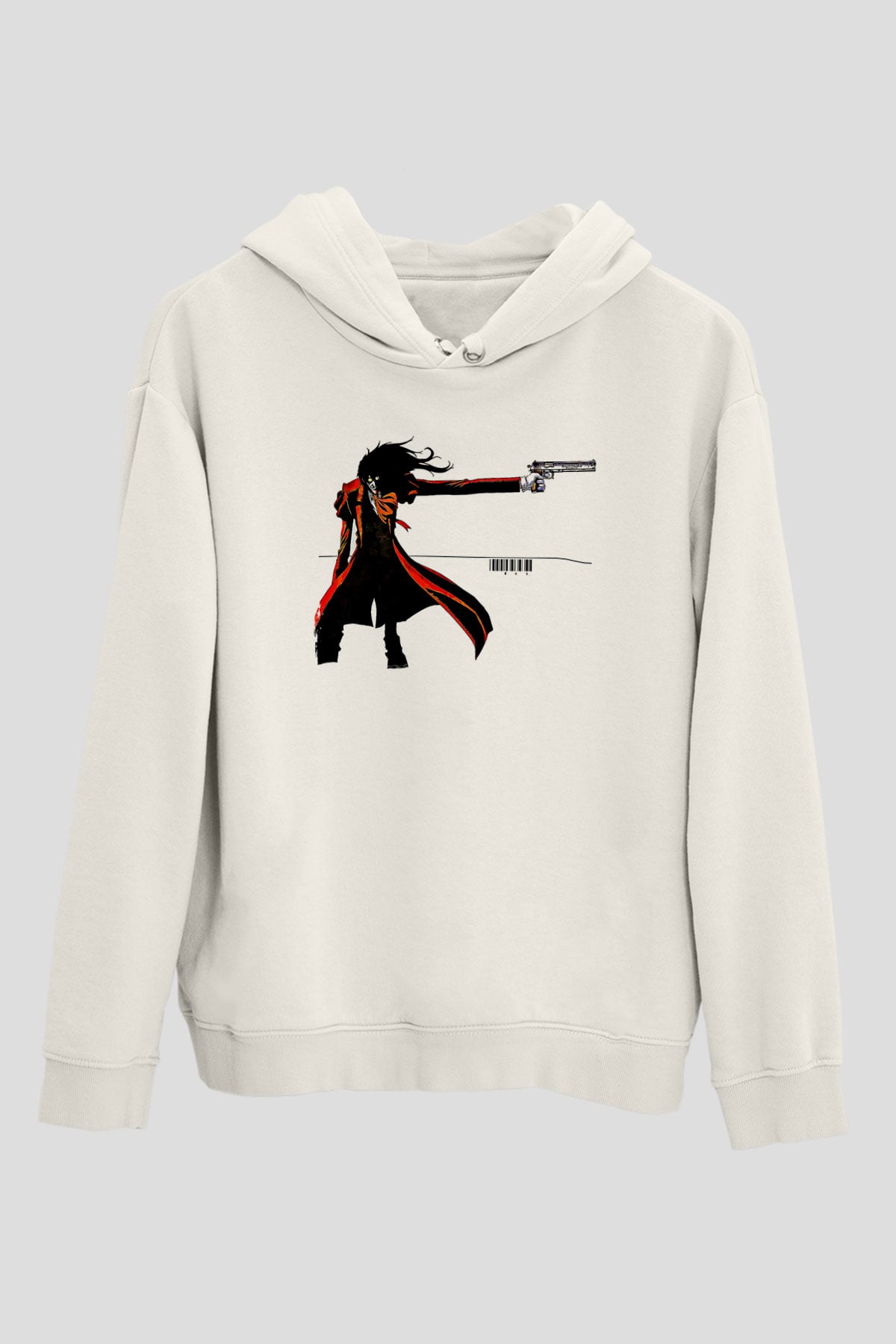 Alucard Baskılı Beyaz Unisex Hoodie