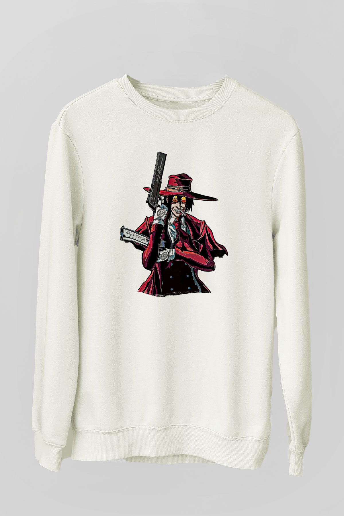 Alucard Baskılı Beyaz Unisex Sweatshirt