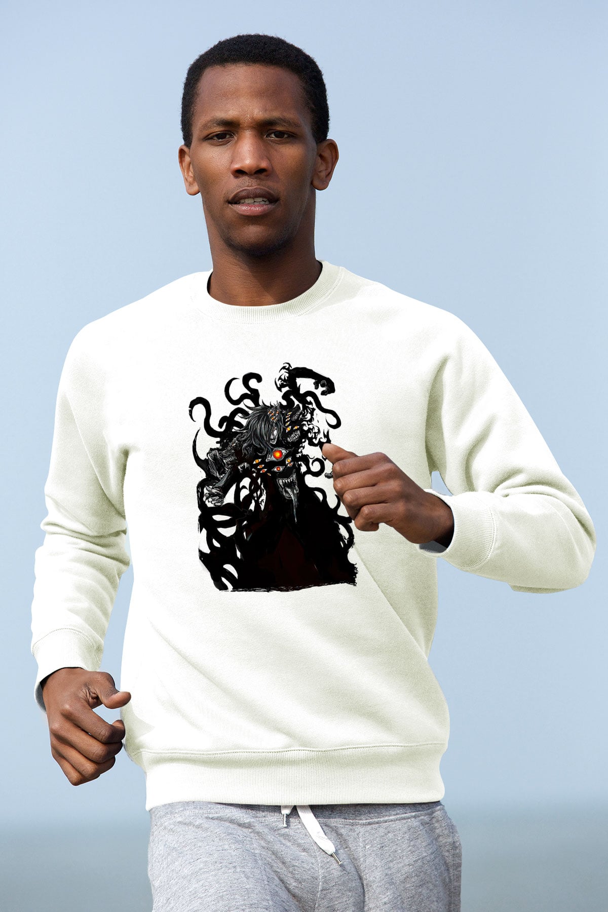 Alucard Baskılı Beyaz Unisex Sweatshirt