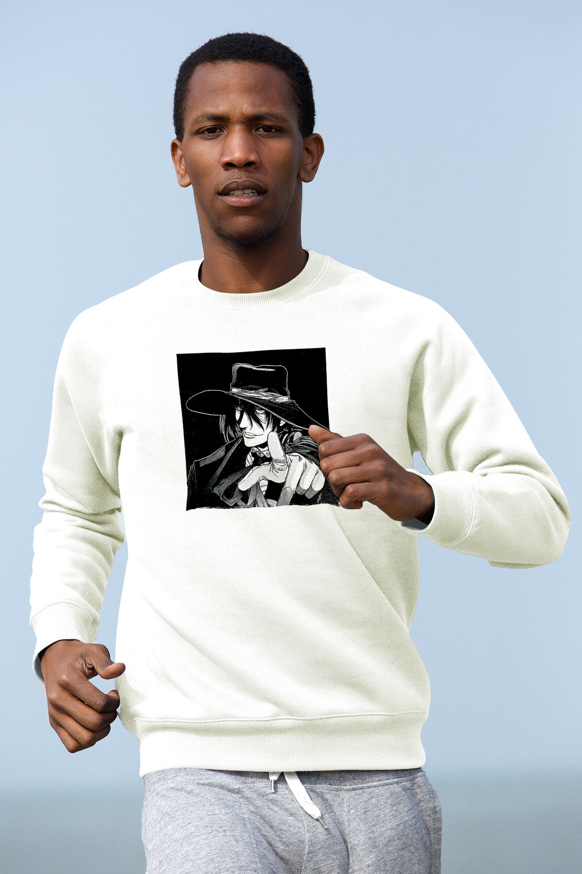 Alucard Baskılı Beyaz Unisex Sweatshirt