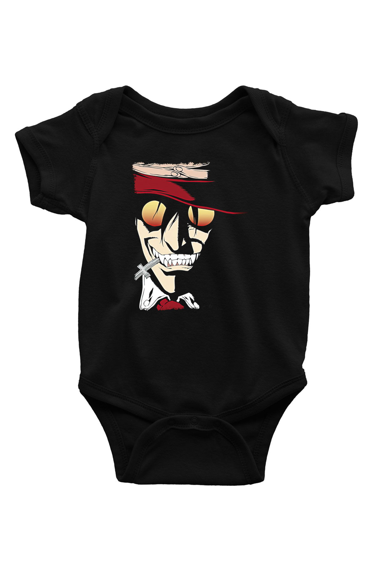 Alucard Baskılı Unisex Siyah Bebek Body - Zıbın