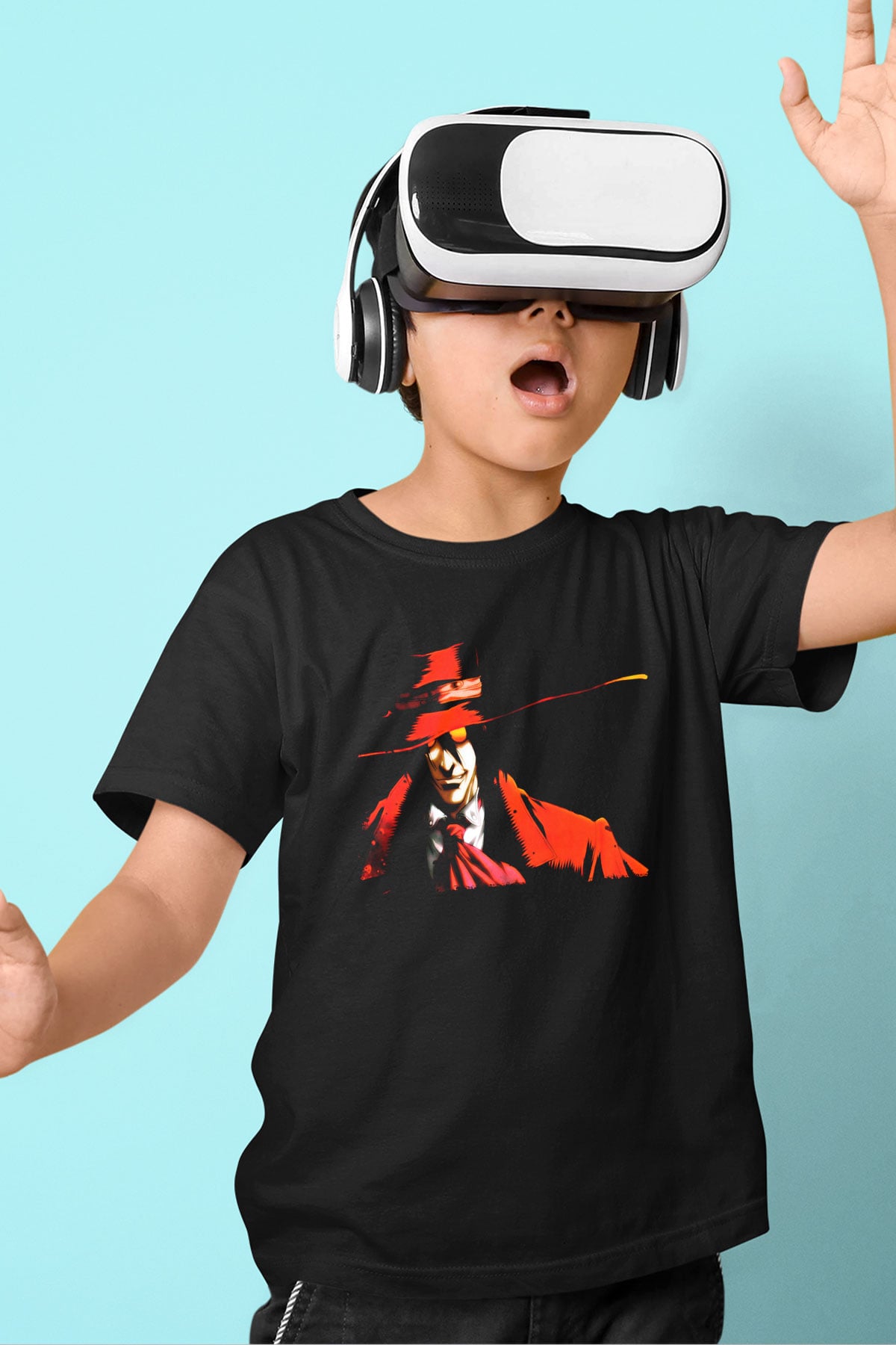 Alucard Baskılı Unisex Siyah Çocuk Tişört - Tshirt