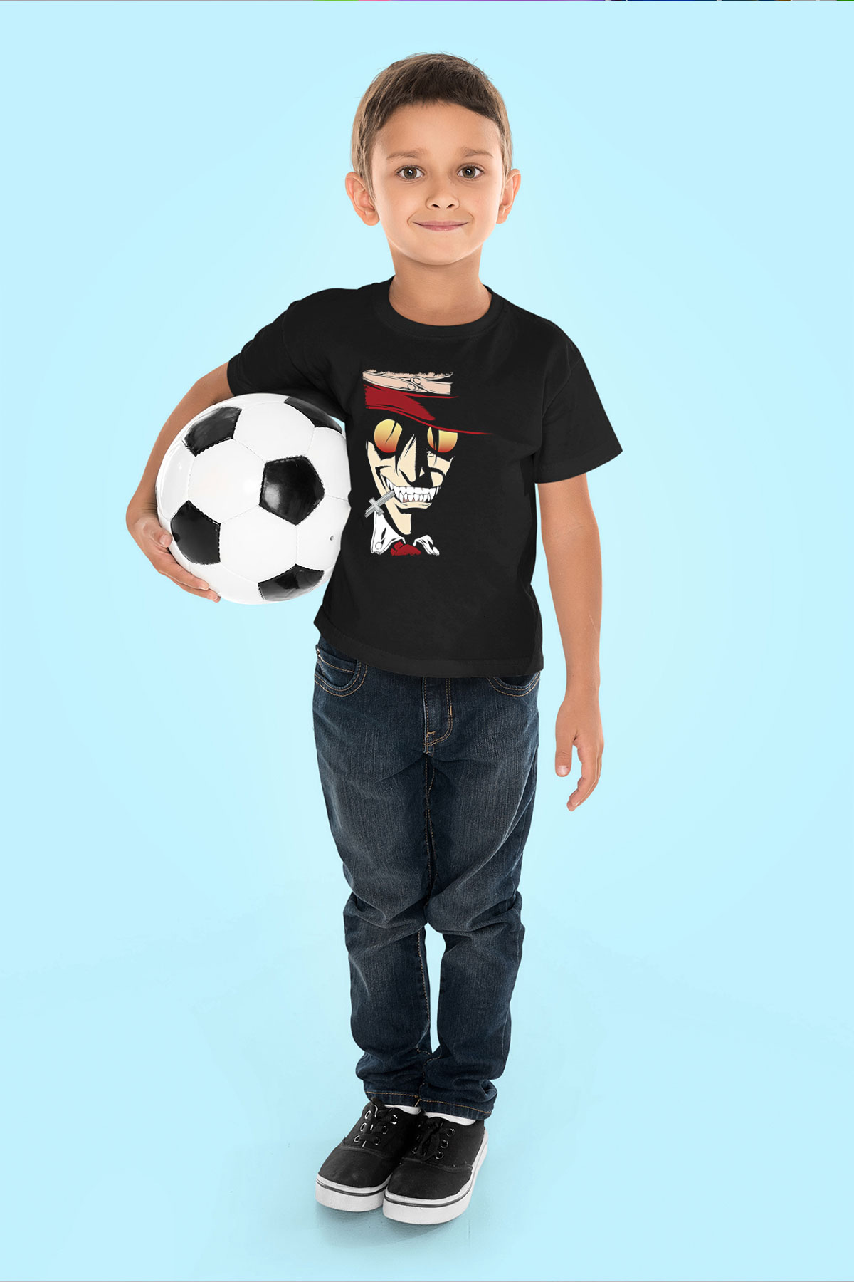 Alucard Baskılı Unisex Siyah Çocuk Tişört - Tshirt