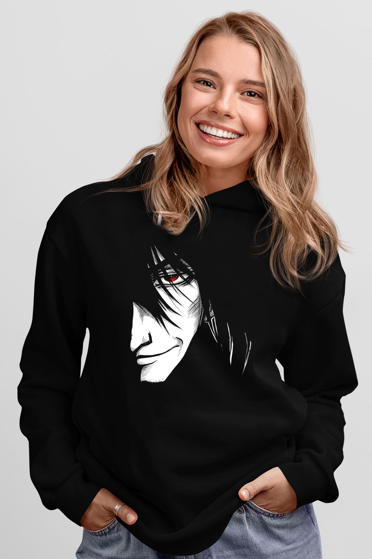Alucard Baskılı Unisex Siyah Hoodie
