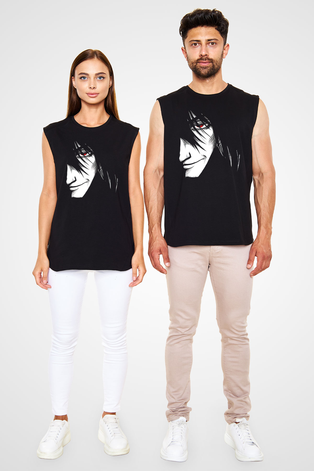 Alucard Baskılı Unisex Siyah Kolsuz Tişört - Tshirt