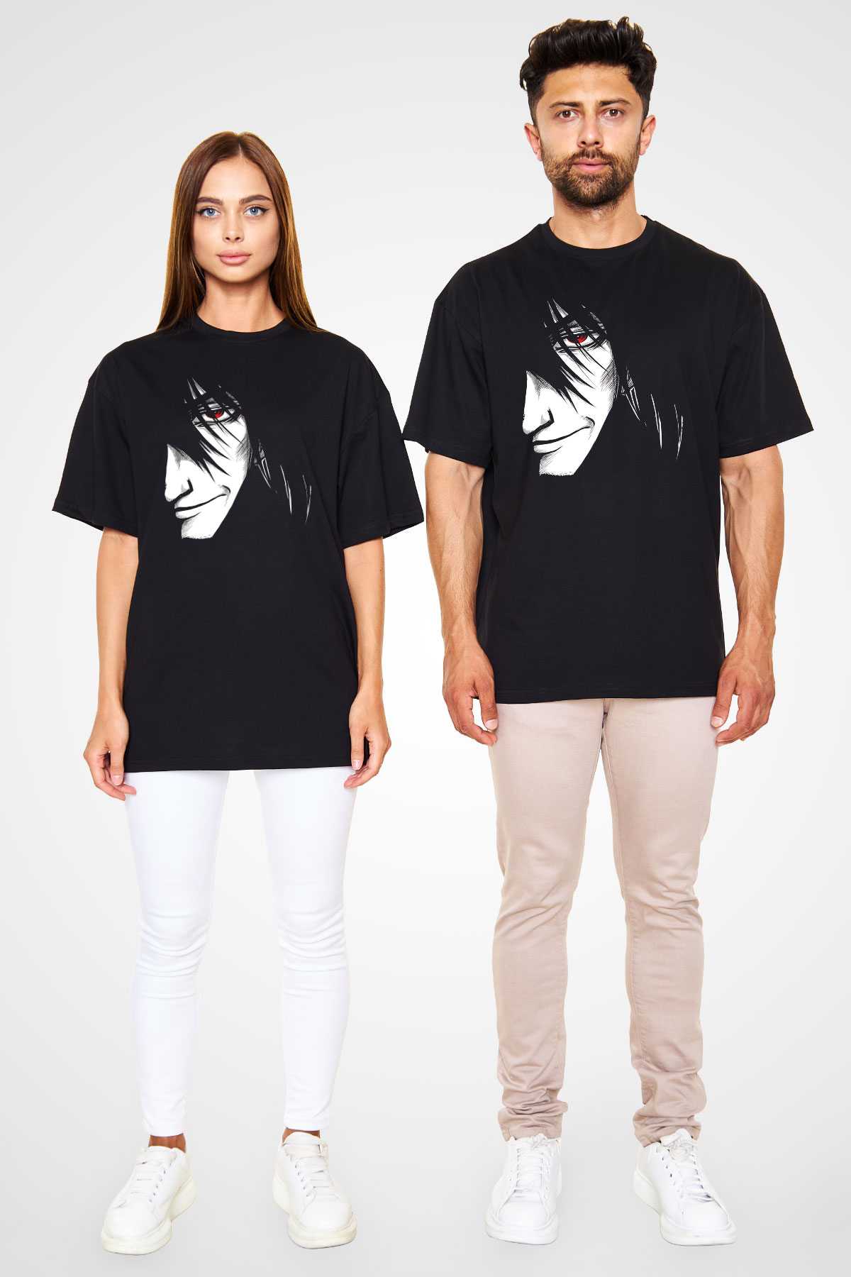Alucard Baskılı Unisex Siyah Oversize Tişört - Tshirt