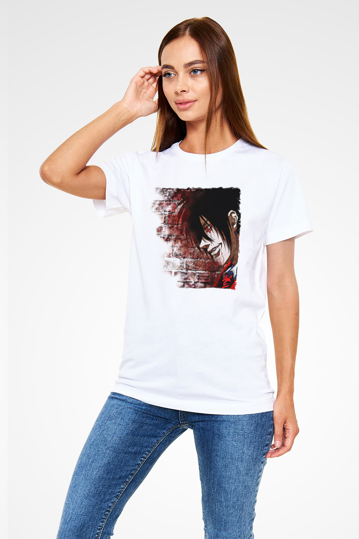 Alucard Unisex Baskılı Beyaz Tişört - Tshirt
