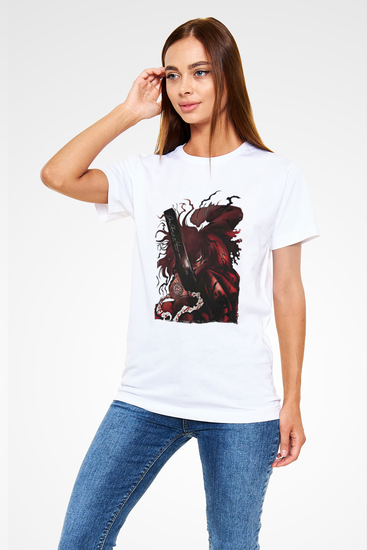 Alucard Unisex Baskılı Beyaz Tişört - Tshirt