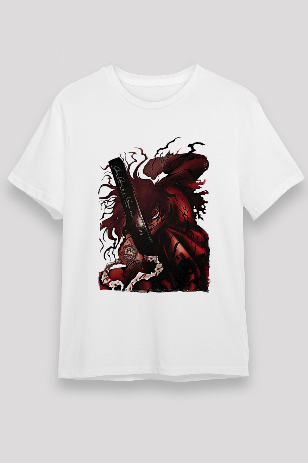 Alucard Unisex Baskılı Beyaz Tişört - Tshirt