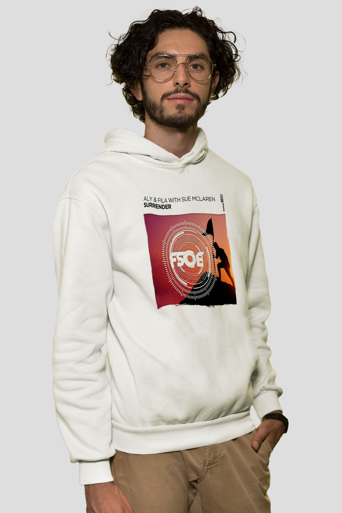 Aly & Fila Beyaz Unisex Kapüşonlu Sweatshirt
