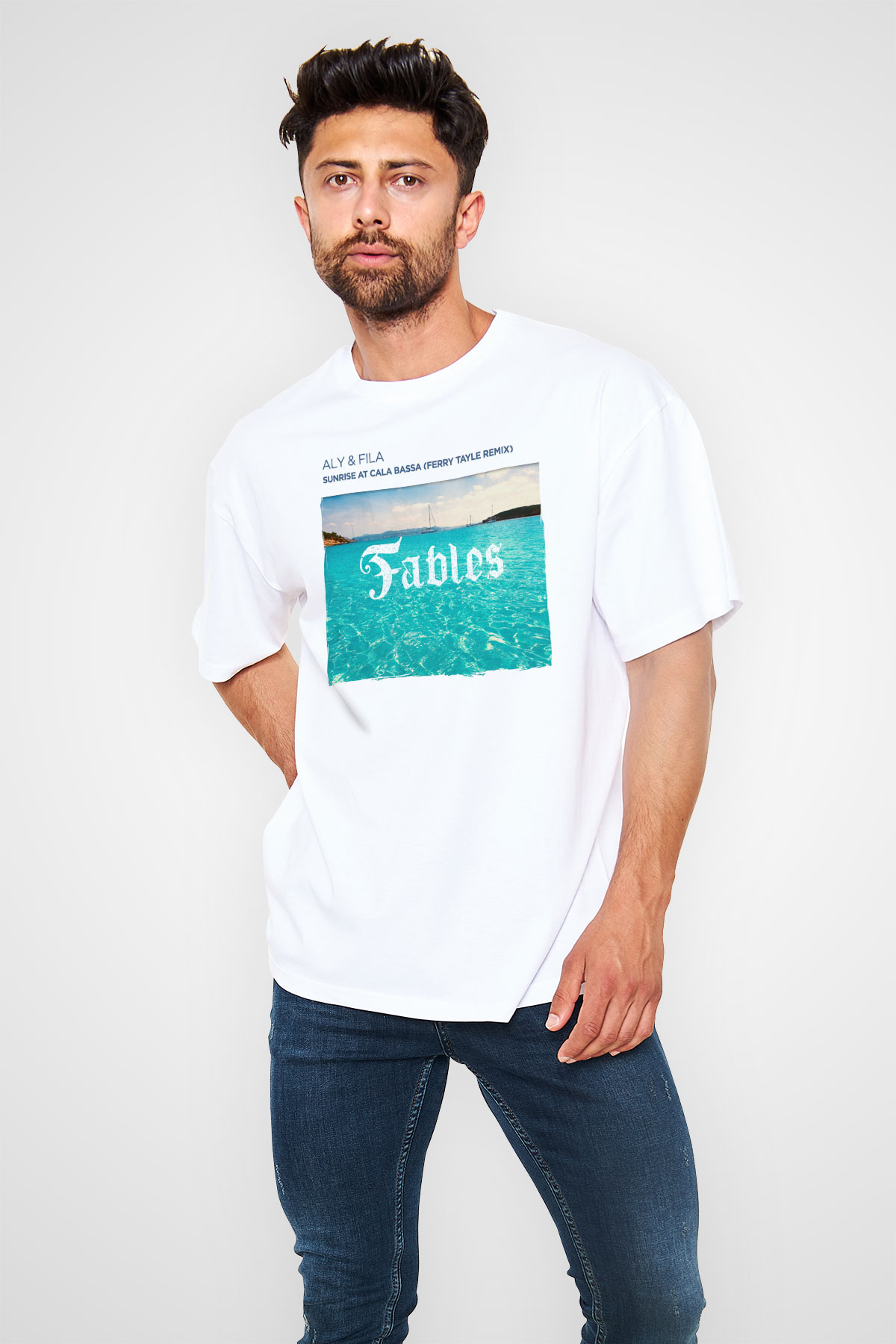 Aly & Fila Beyaz Unisex Tişört T-Shirt - TişörtFabrikası