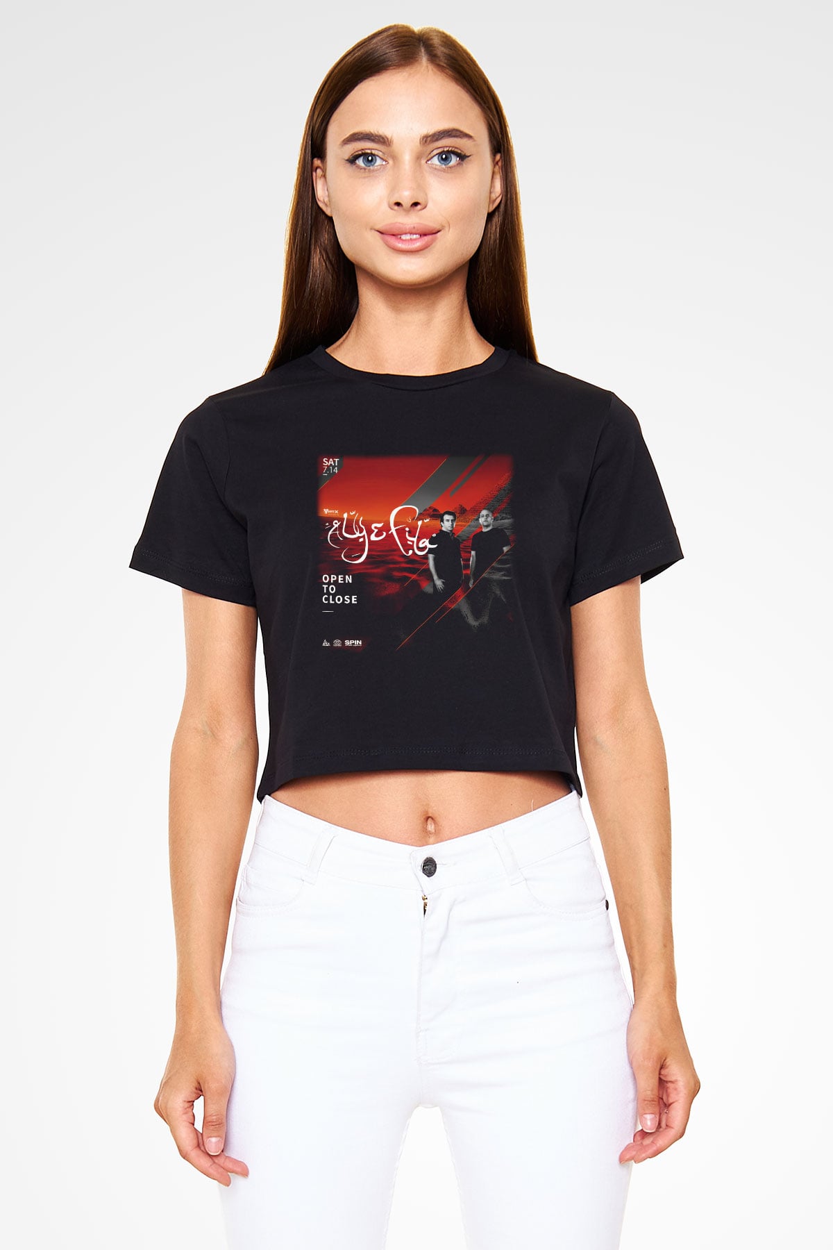 Aly & Fila Siyah Crop Top Tişört