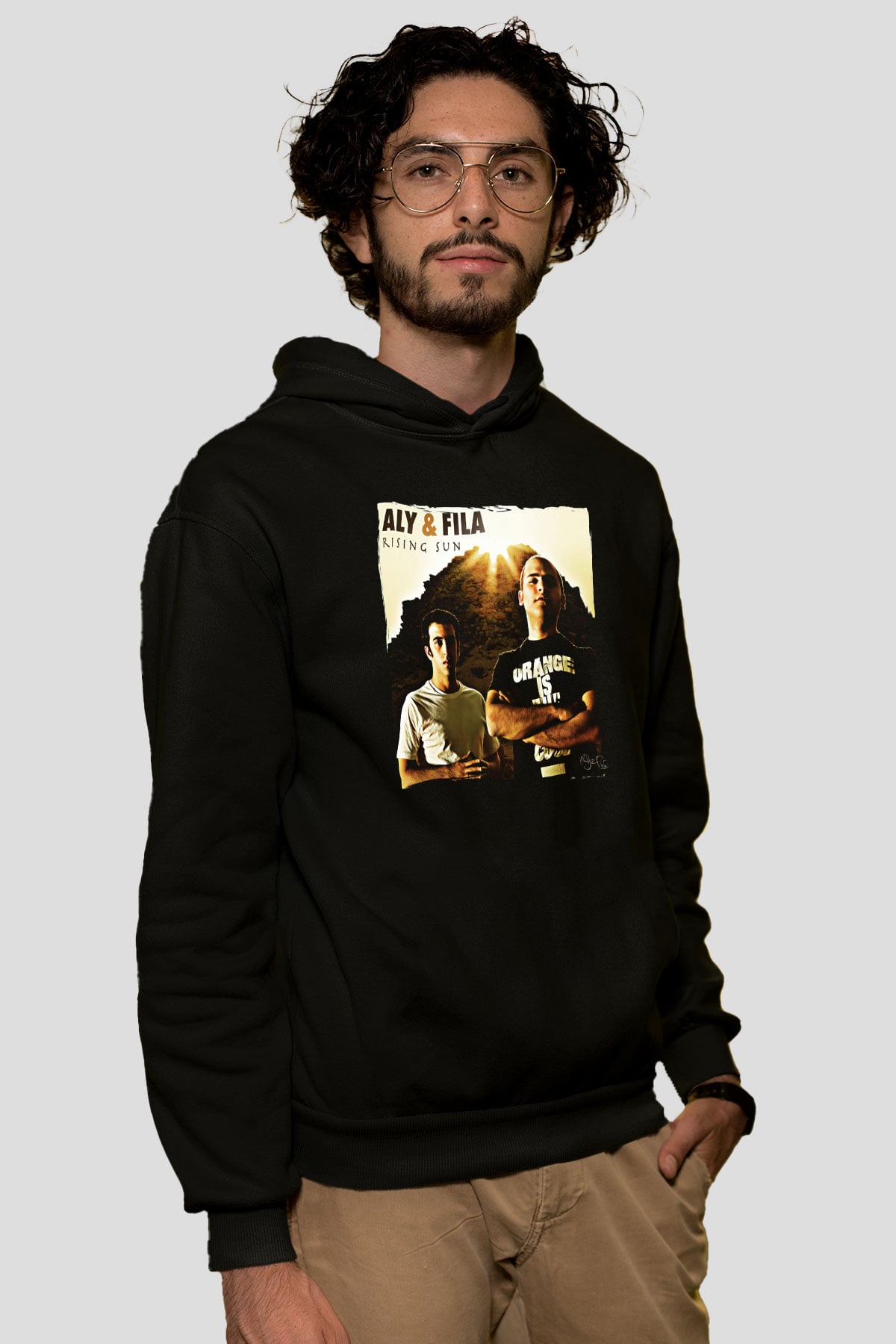 Aly & Fila Siyah Unisex Kapüşonlu Sweatshirt