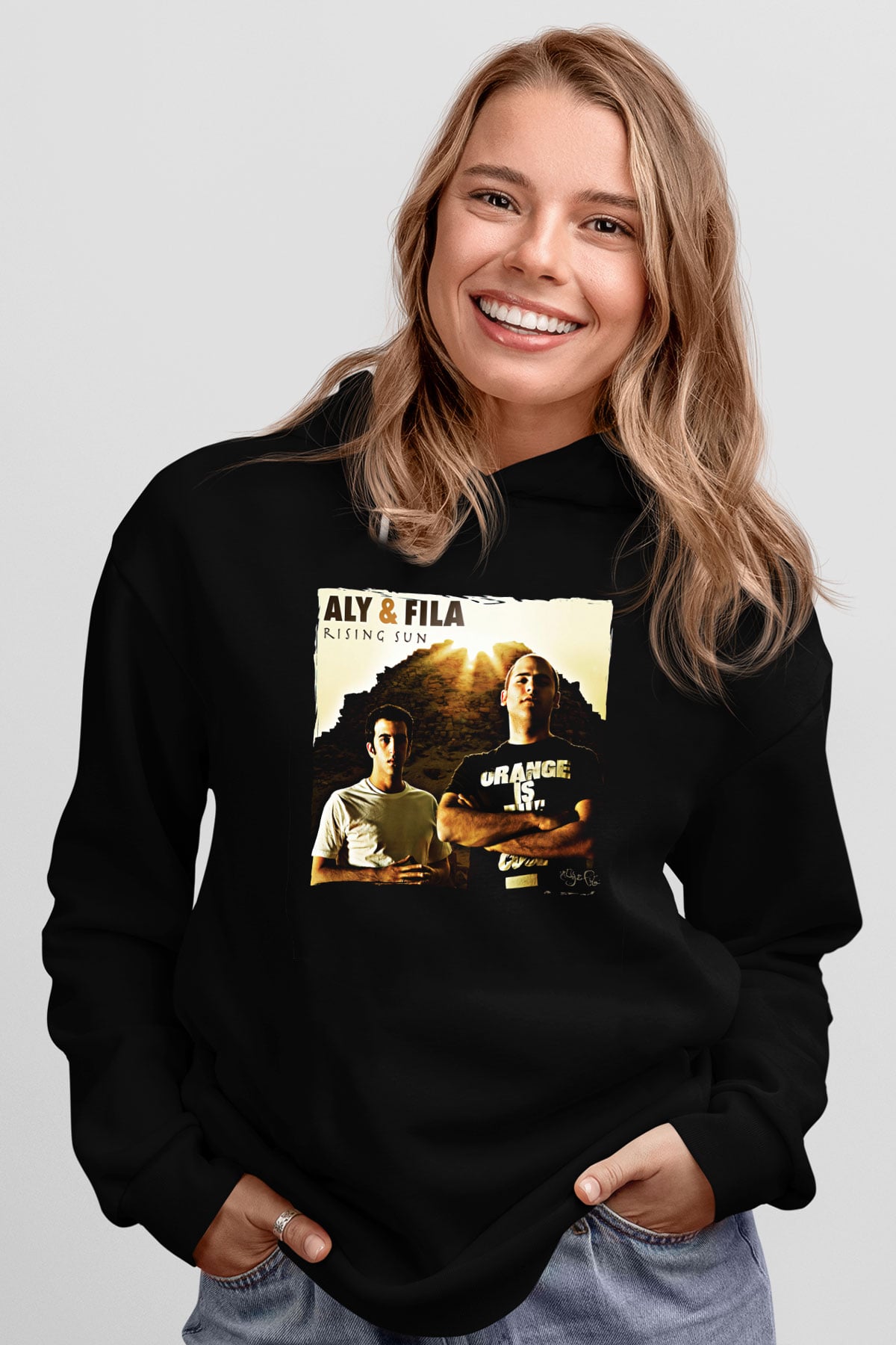 Aly & Fila Siyah Unisex Kapüşonlu Sweatshirt