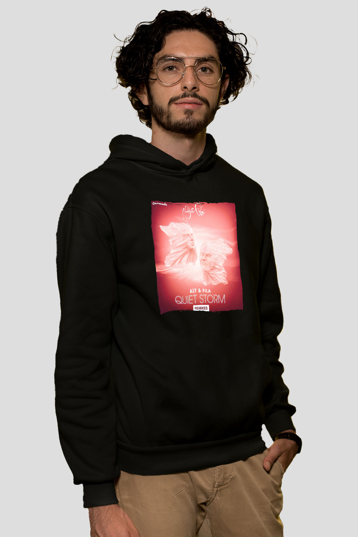 Aly & Fila Siyah Unisex Kapüşonlu Sweatshirt