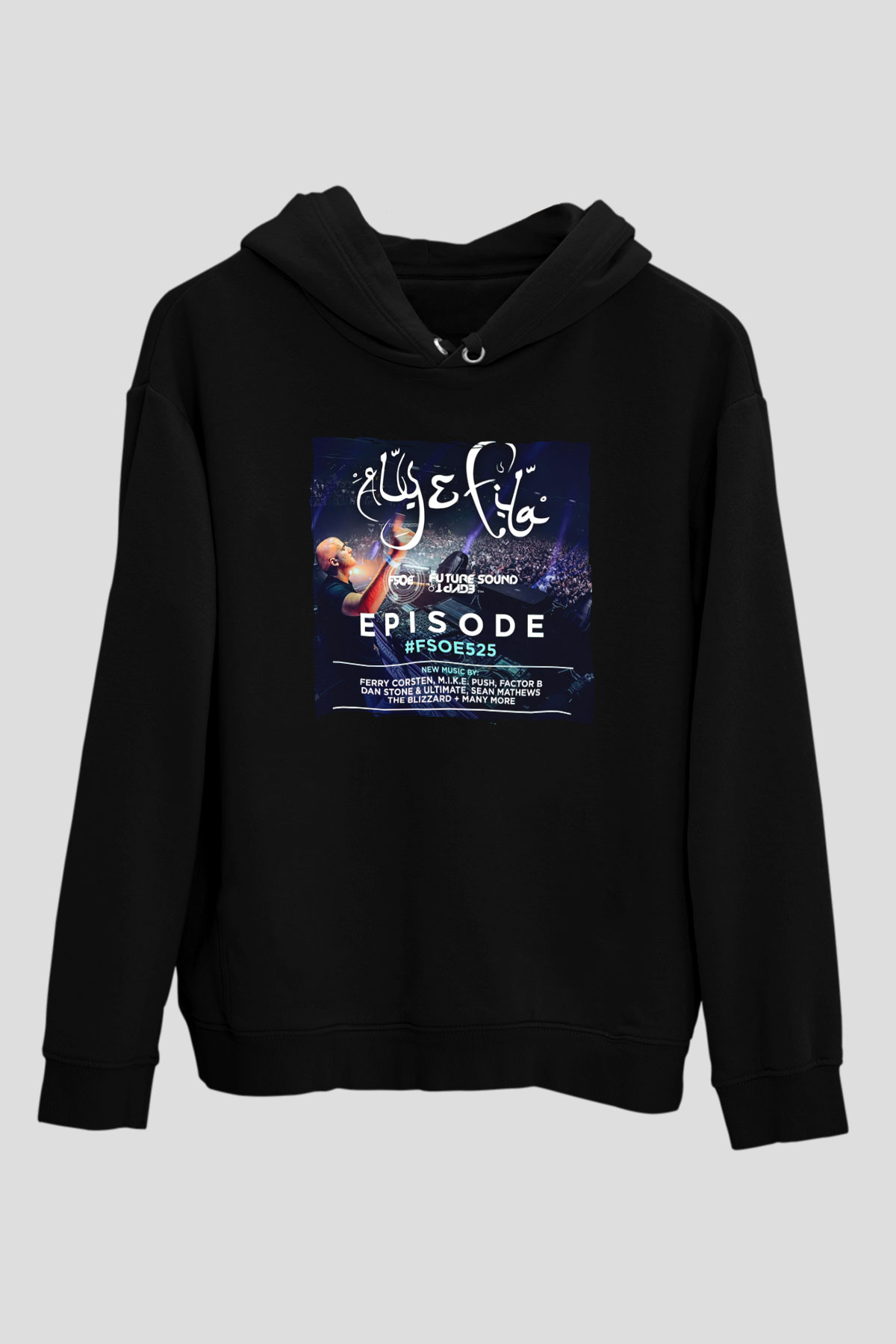 Aly & Fila Siyah Unisex Kapüşonlu Sweatshirt