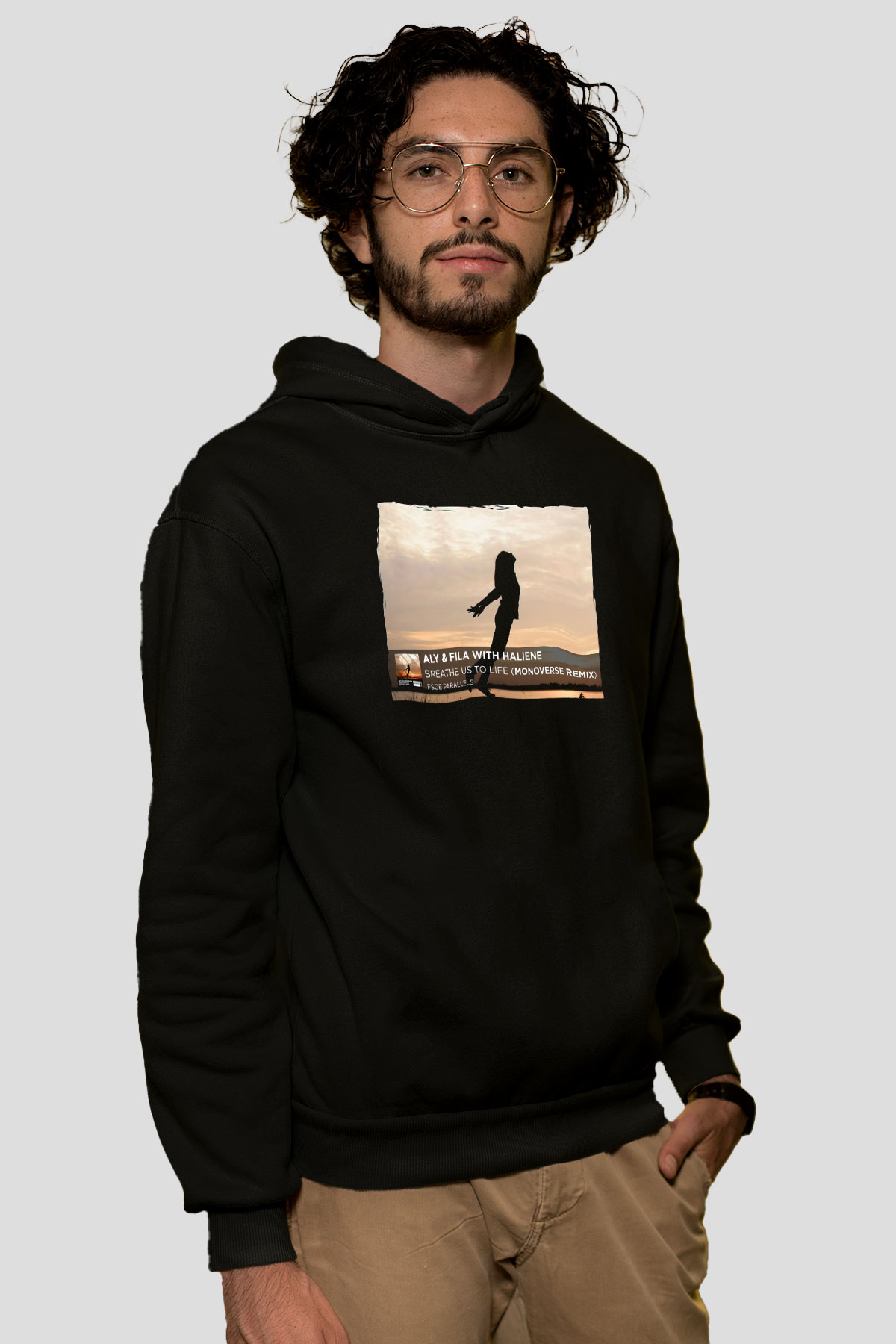 Aly & Fila Siyah Unisex Kapüşonlu Sweatshirt