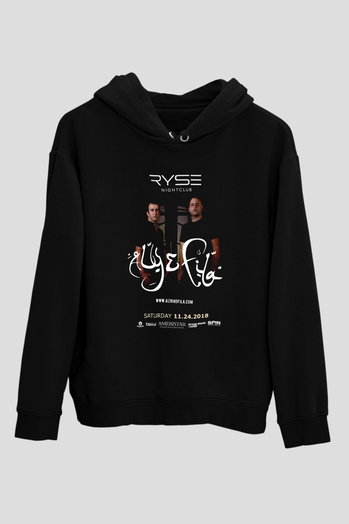 Aly & Fila Siyah Unisex Kapüşonlu Sweatshirt
