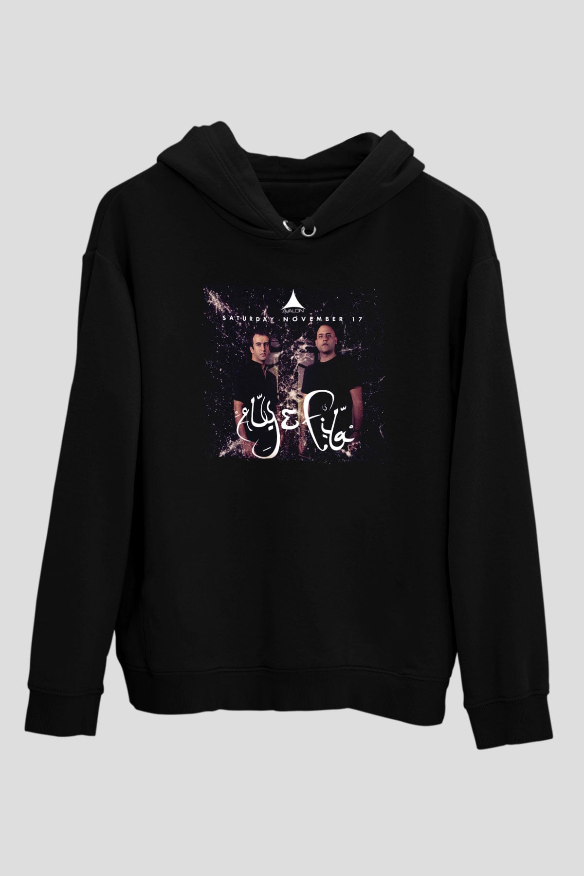 Aly & Fila Siyah Unisex Kapüşonlu Sweatshirt