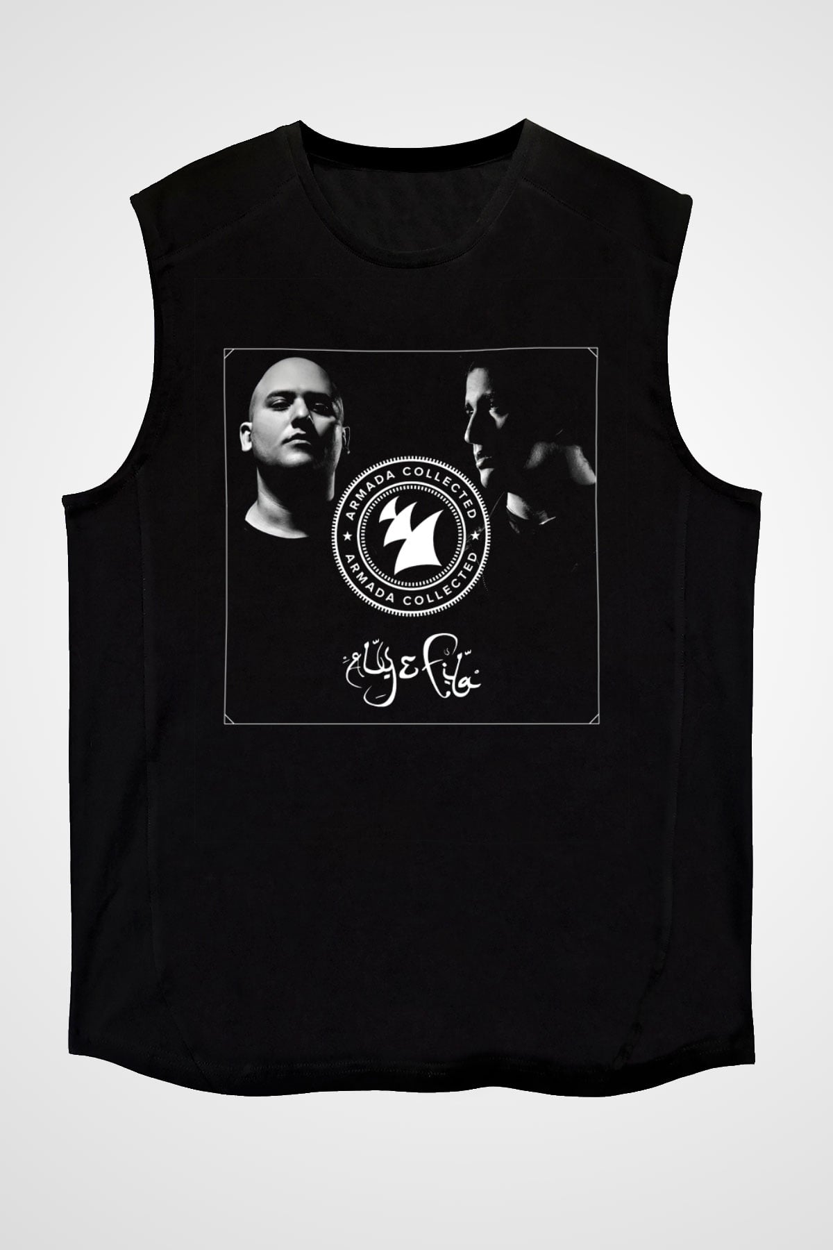 Aly & Fila Siyah Unisex Kolsuz Tişört