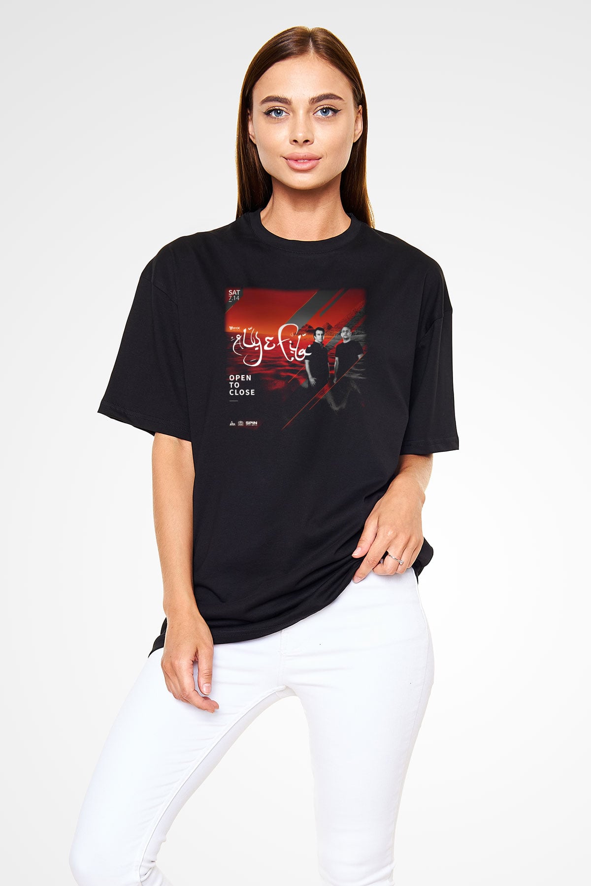 Aly & Fila Siyah Unisex Oversize Tişört T-Shirt