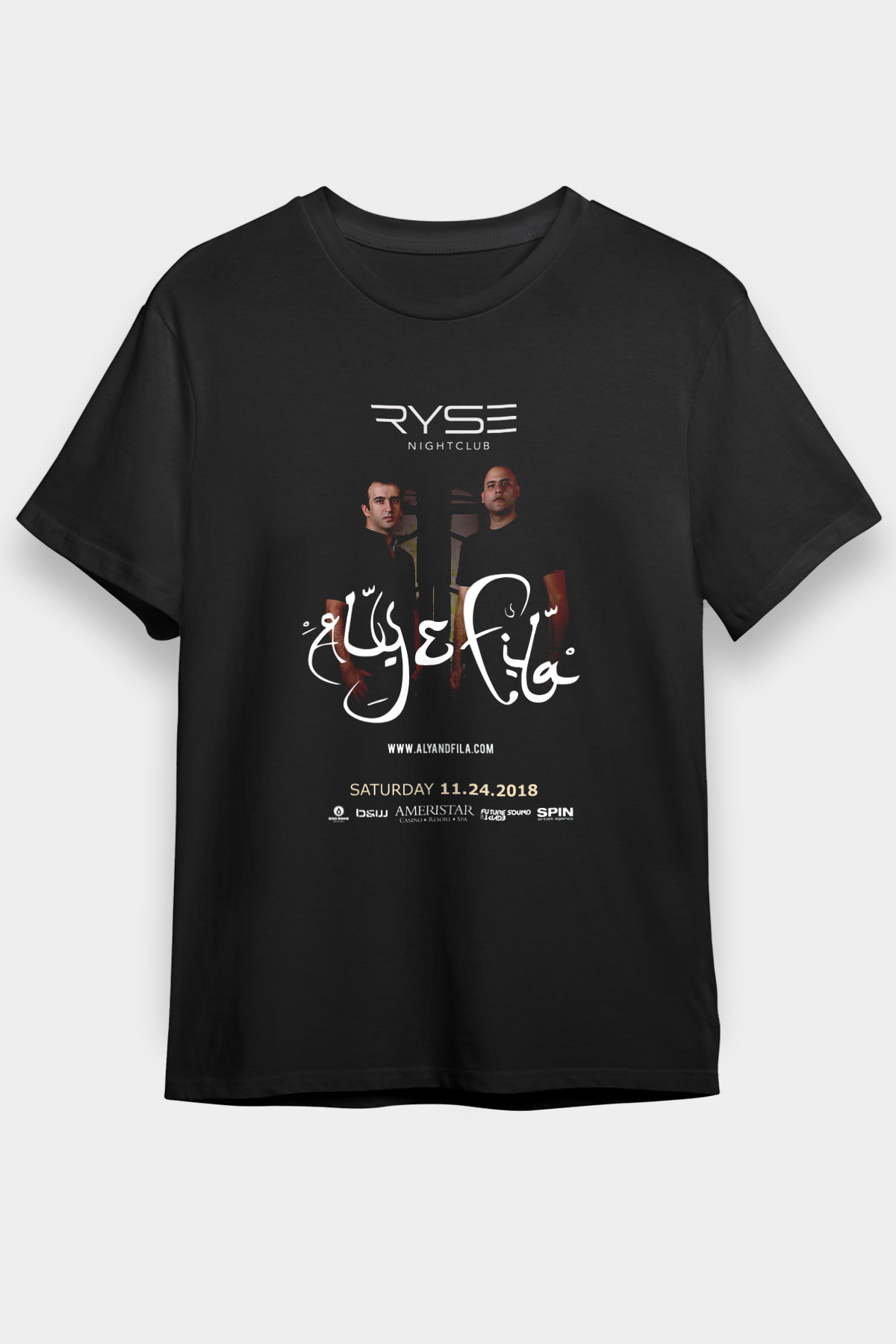 Aly & Fila Siyah Unisex Tişört T-Shirt - TişörtFabrikası