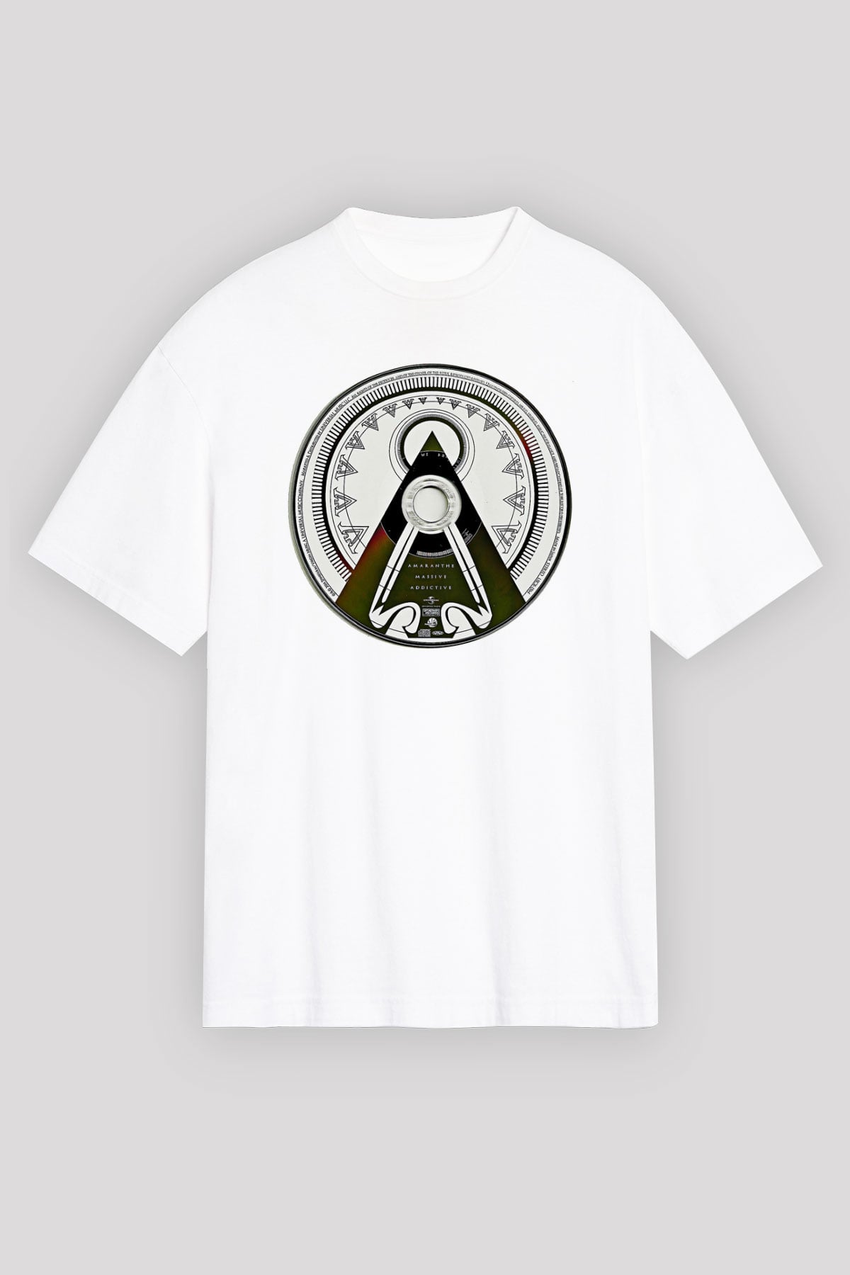 Amaranthe Baskılı Beyaz Unisex Oversize Tişört - Tshirt