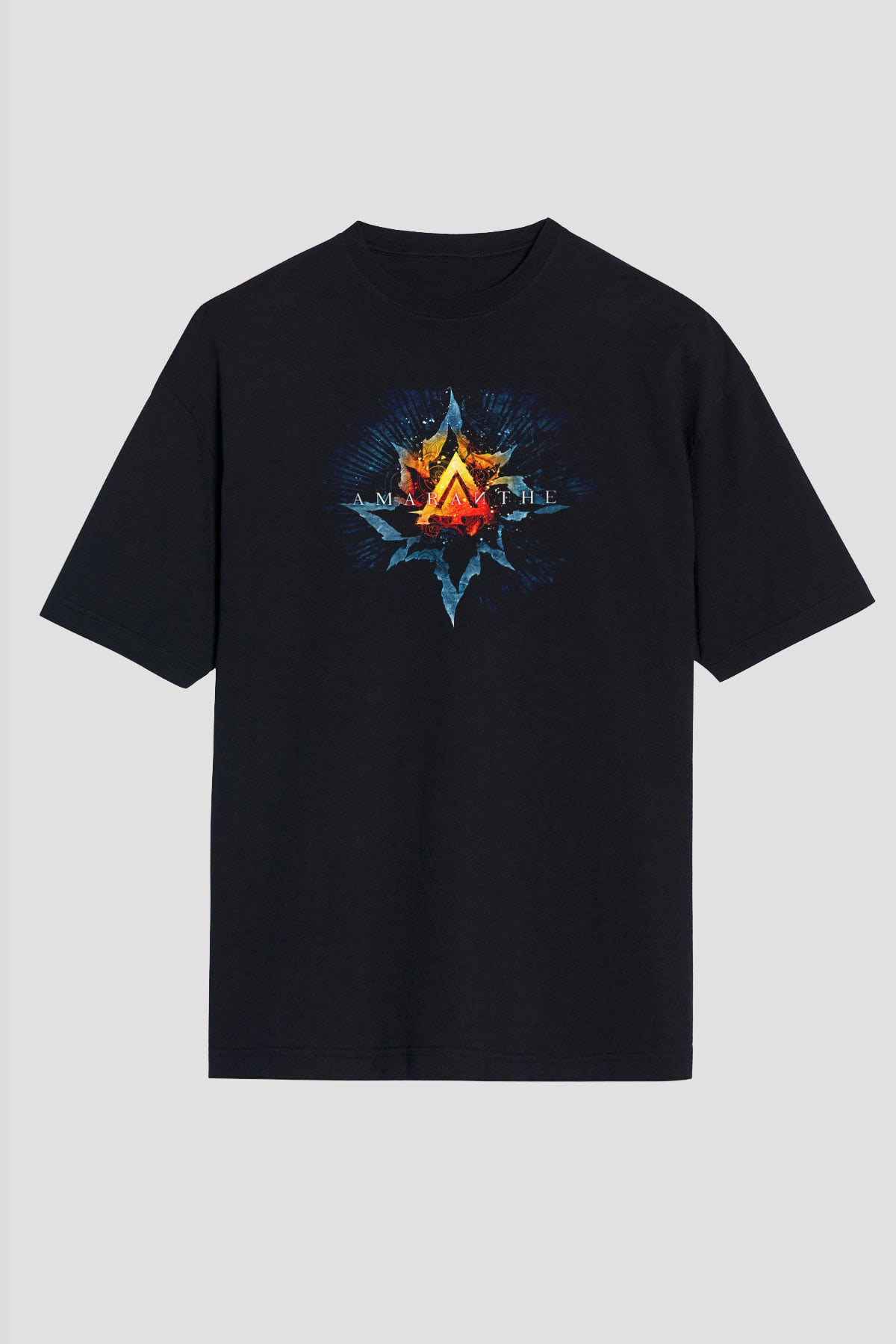Amaranthe Baskılı Unisex Siyah Oversize Tişört - Tshirt