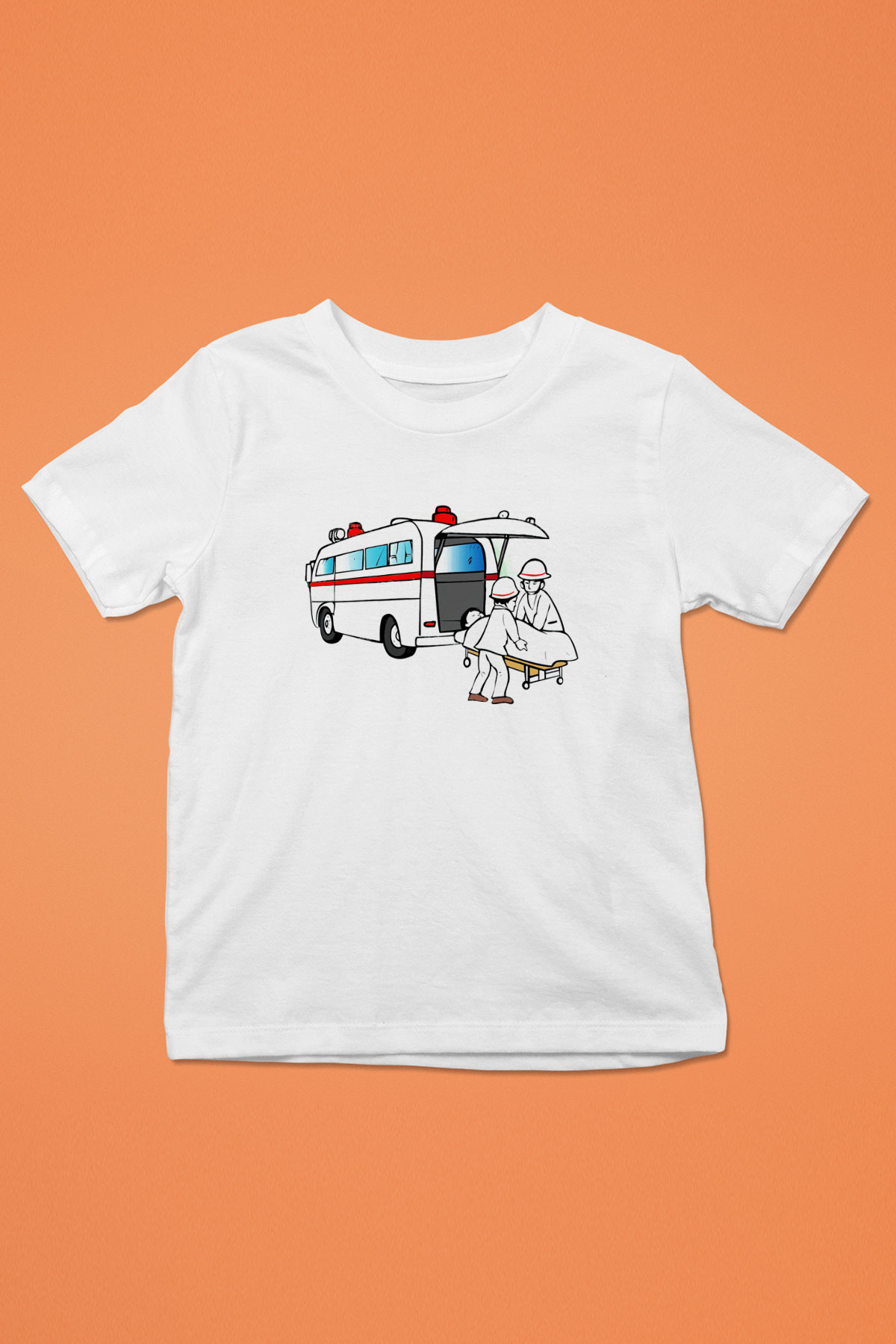 Ambulans şoförü Baskılı Beyaz Unisex Çocuk Tişört