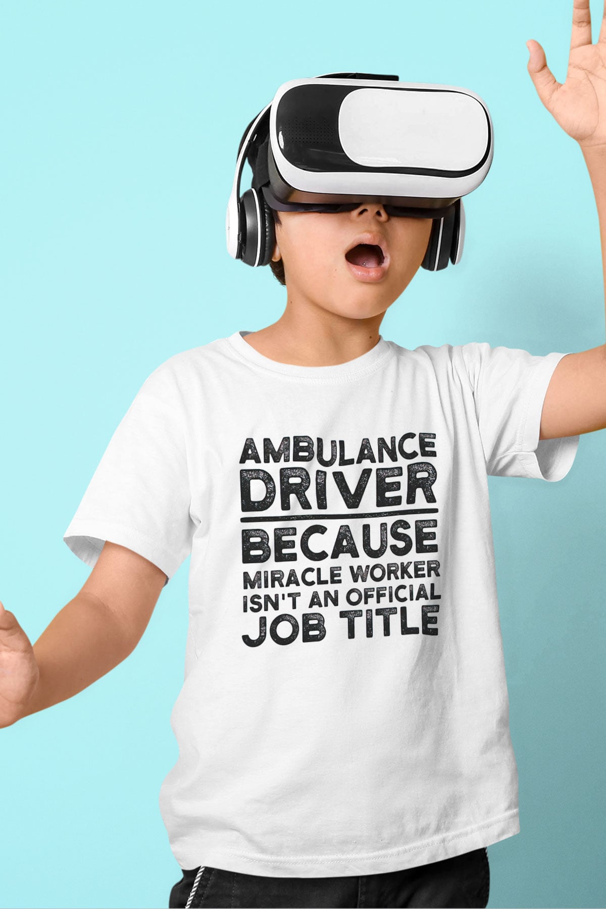 Ambulans şoförü Beyaz Unisex Çocuk Tişört
