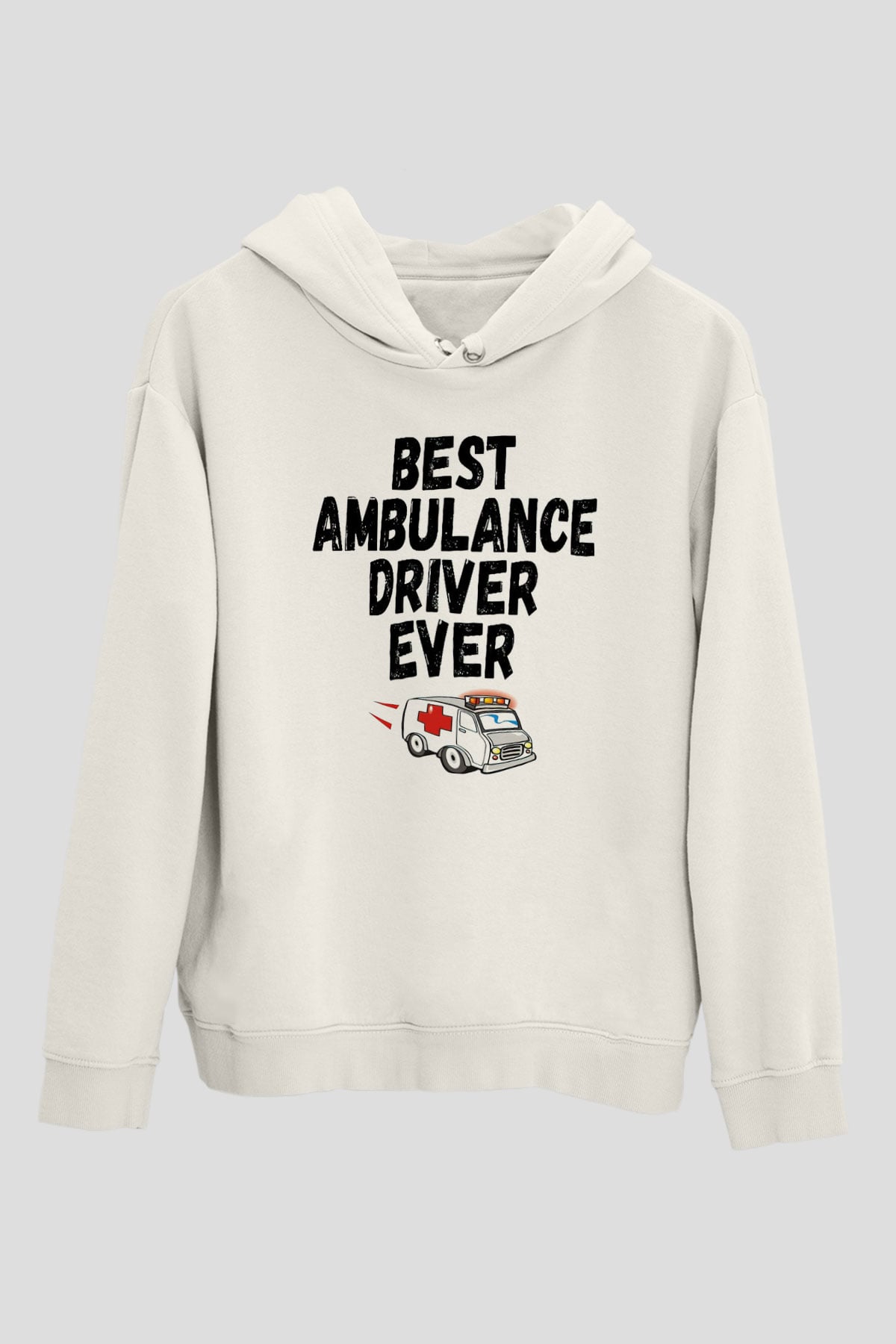 Ambulans şoförü Beyaz Unisex Kapüşonlu Sweatshirt